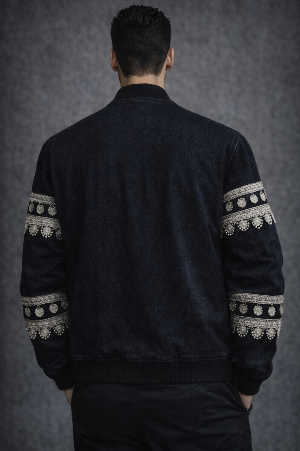 The Khyber Relic Bomber: Luxury Afghani-Inspired Embellished Jacket