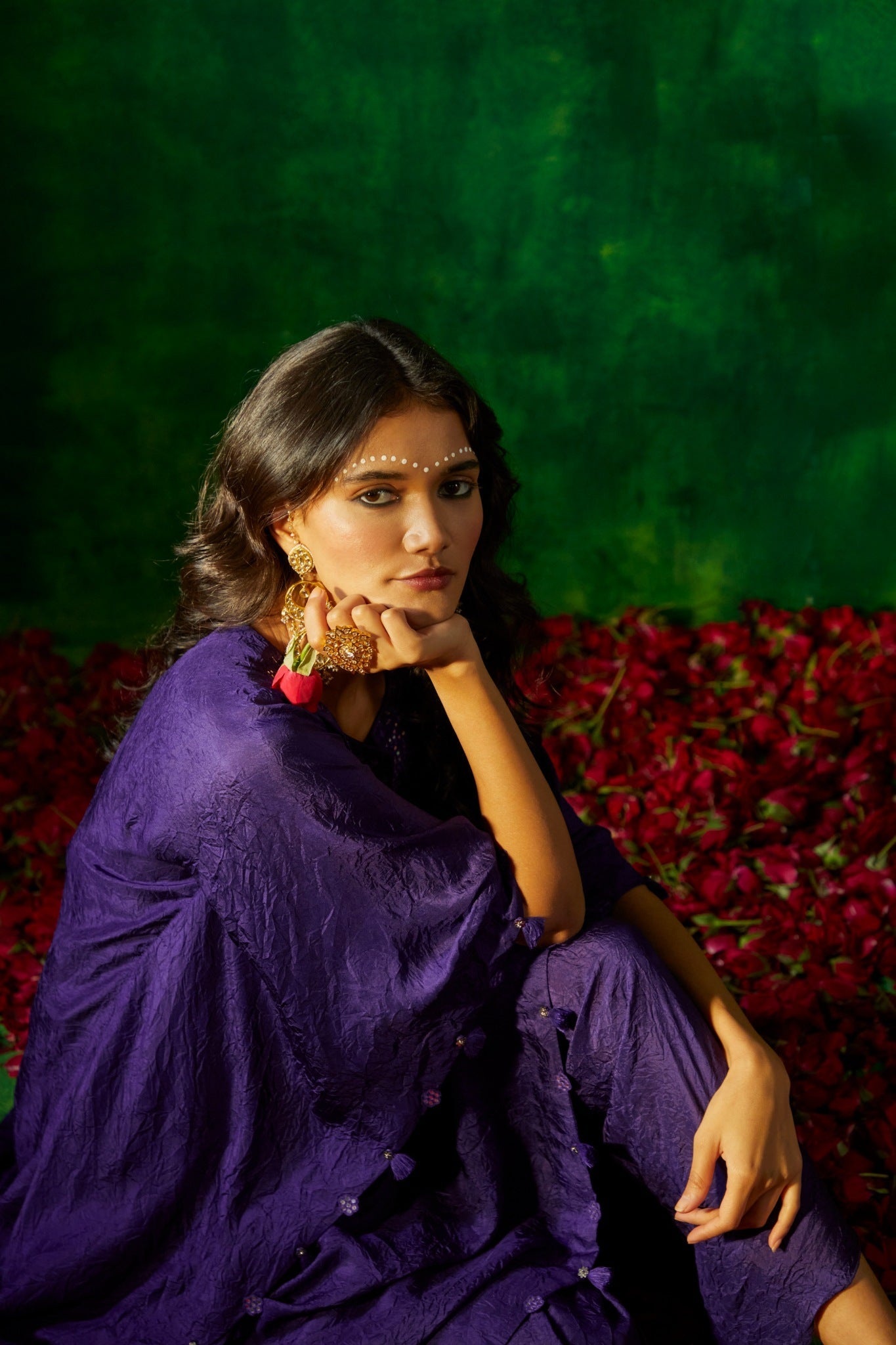crushed silk Kaftan with dhoti