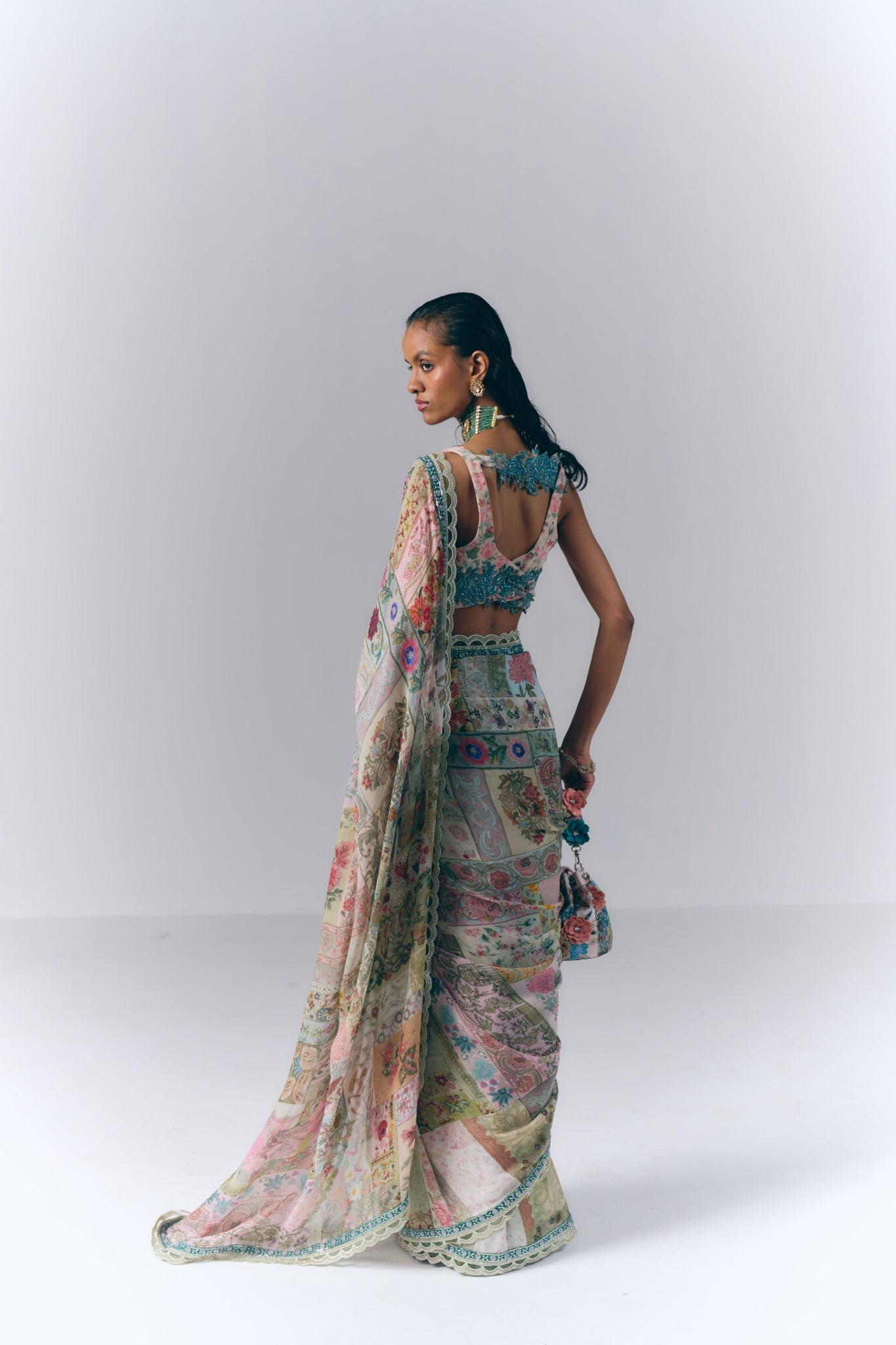 Botanical Mosaic Saree