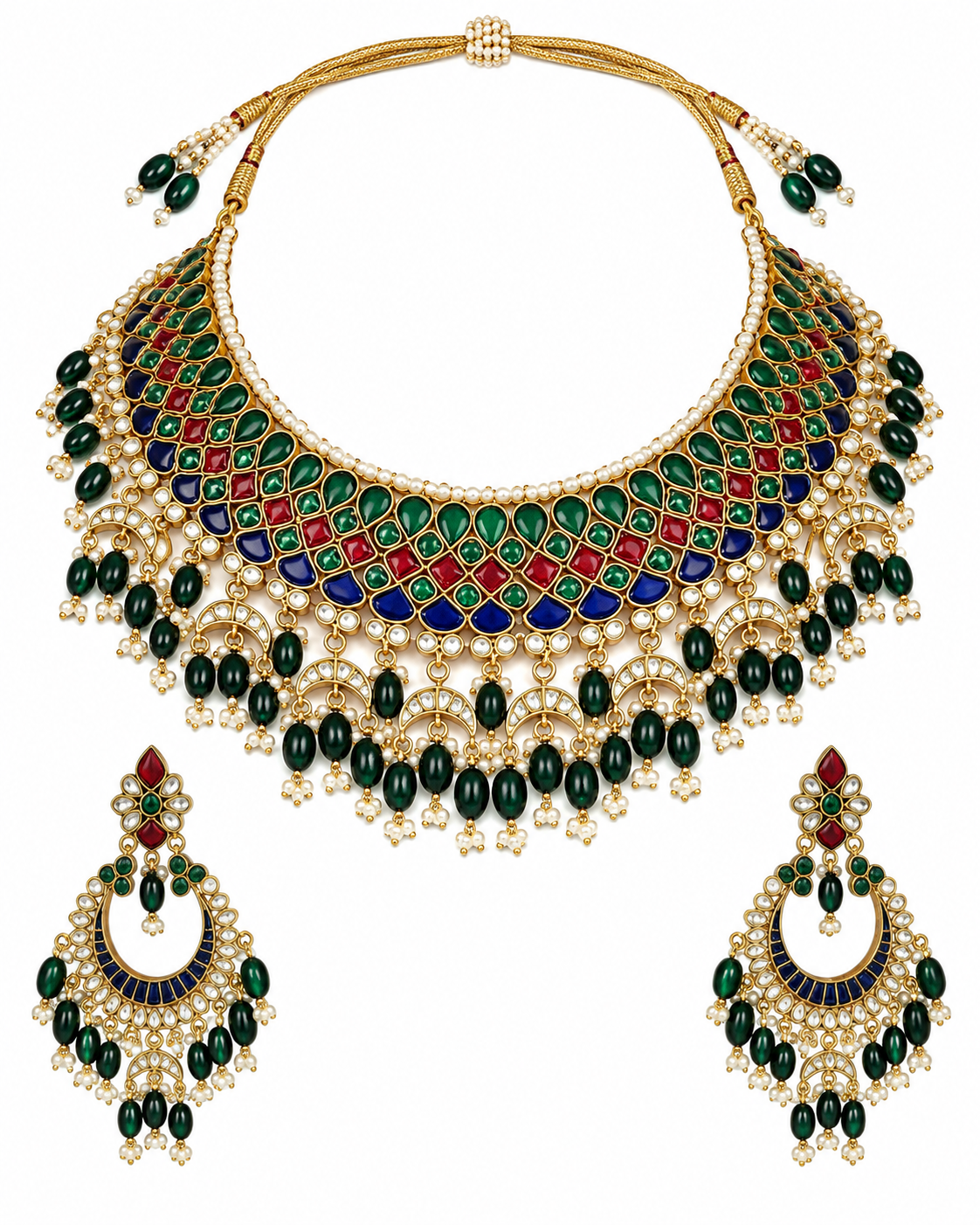 Multicolor Kundan Choker Necklace Set