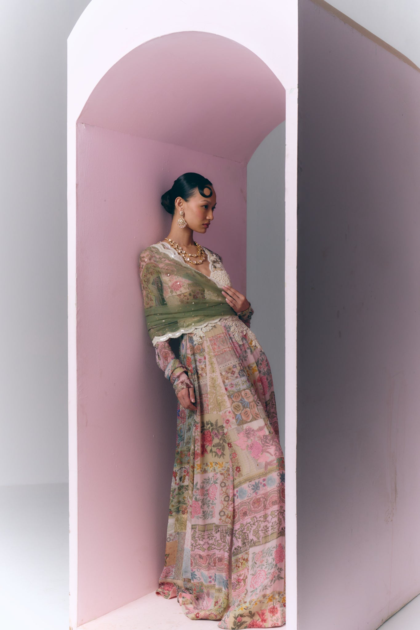 Patchwork Embroidered Anarkali Set