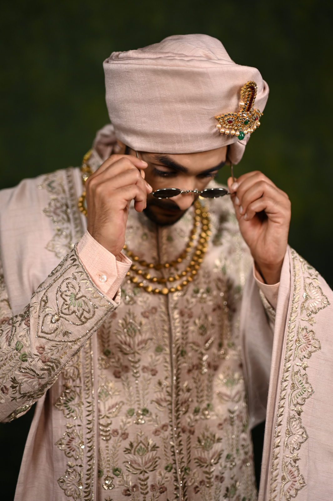 desert rose tilla- thread - dabka sherwani set