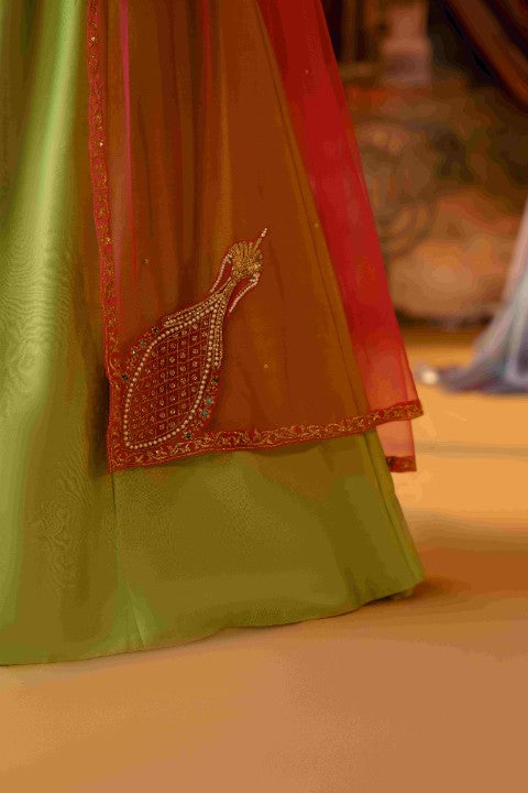 lime Green and magenta Peplum with Sharara - image 3