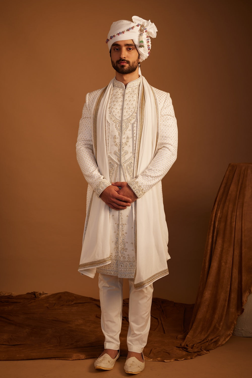 Gardernia White Sherwani