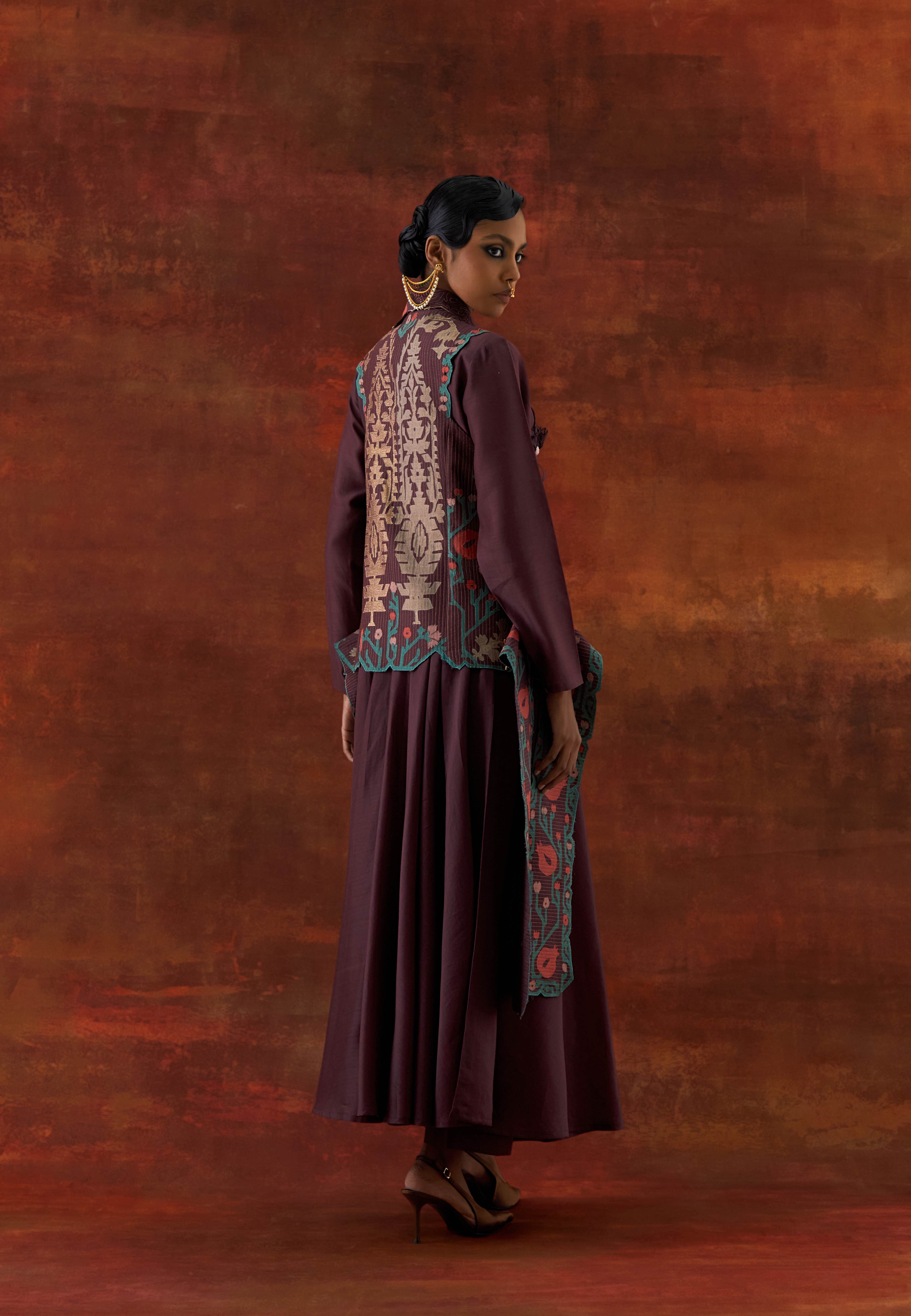 POMOGRANATE DOUBLE LAPEL JACKET WITH ANARKALI - image 3