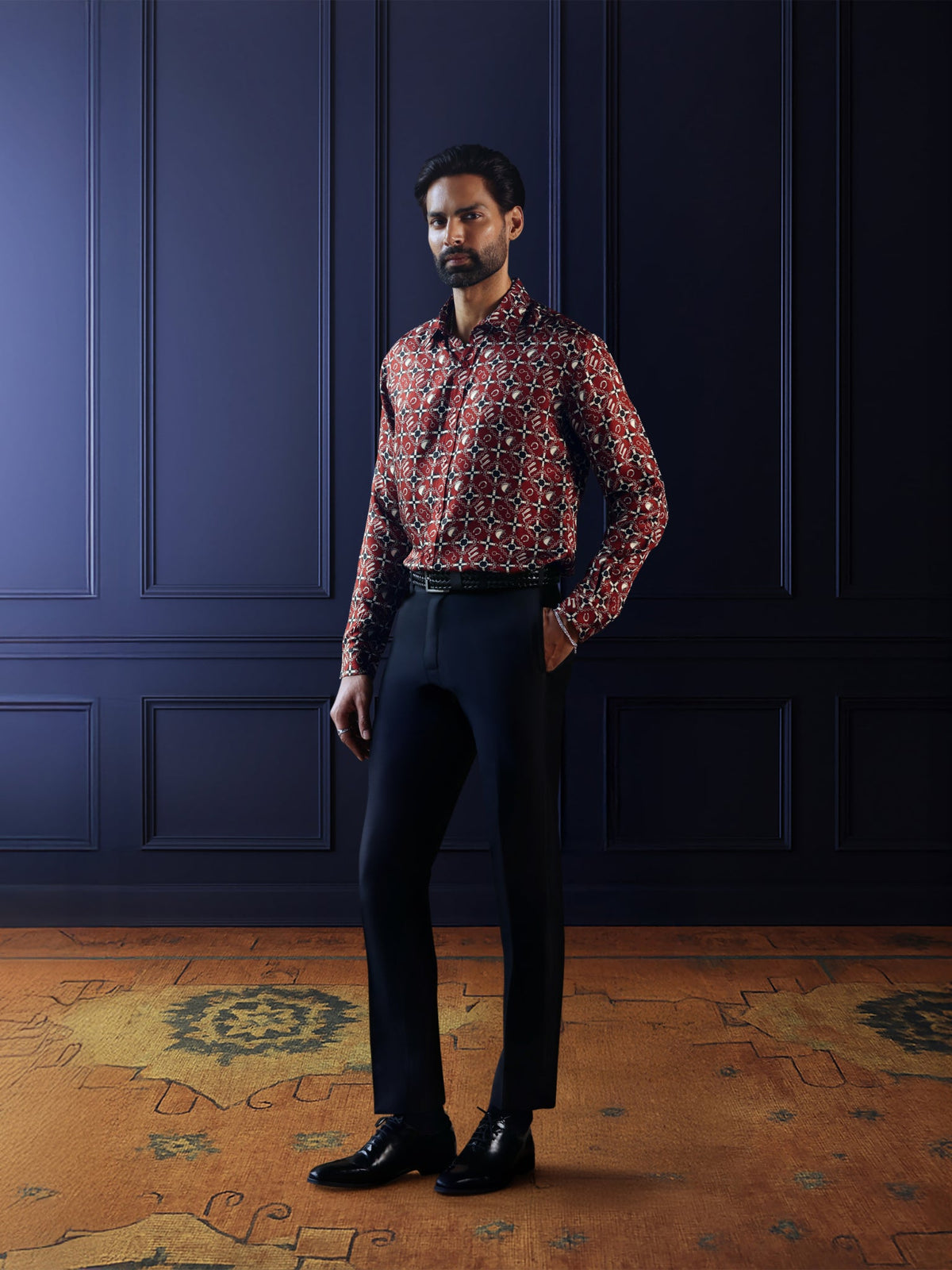 MAROON HERITAGE PRINT SHIRT