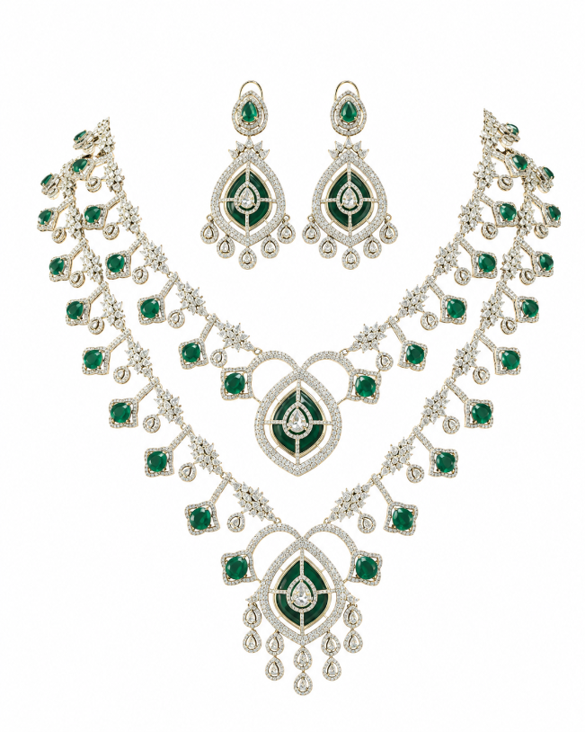 Emerald Layered Statement Necklace Set