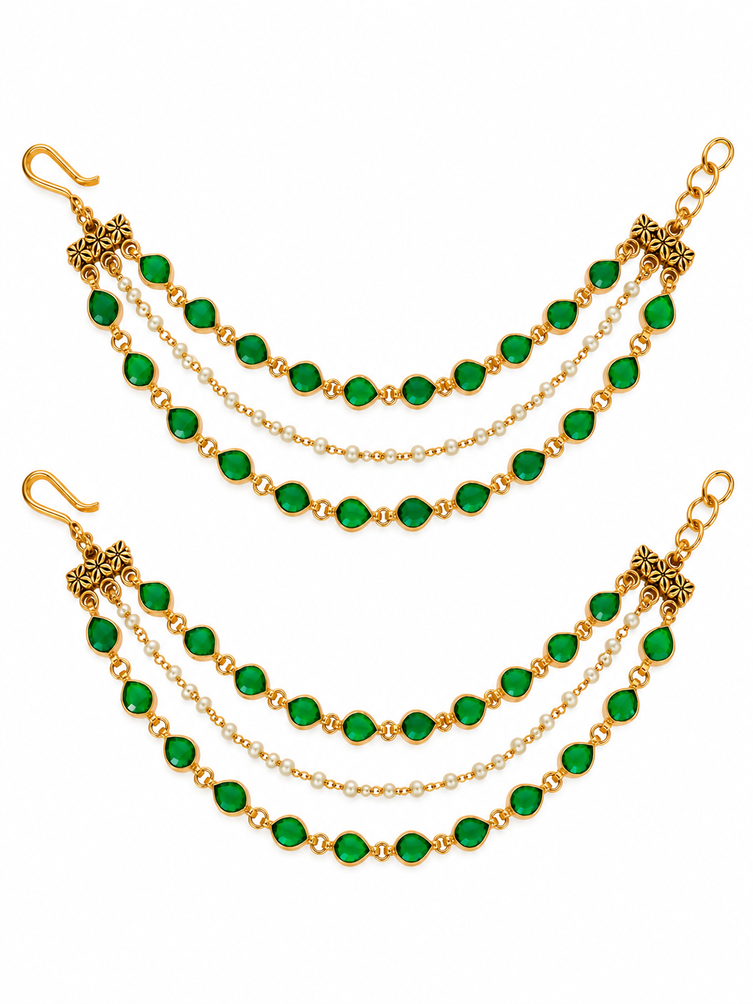 Emerald Pearl Layered earchain