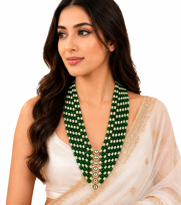 Emerald Elegance Multi-Layer Beaded Necklace