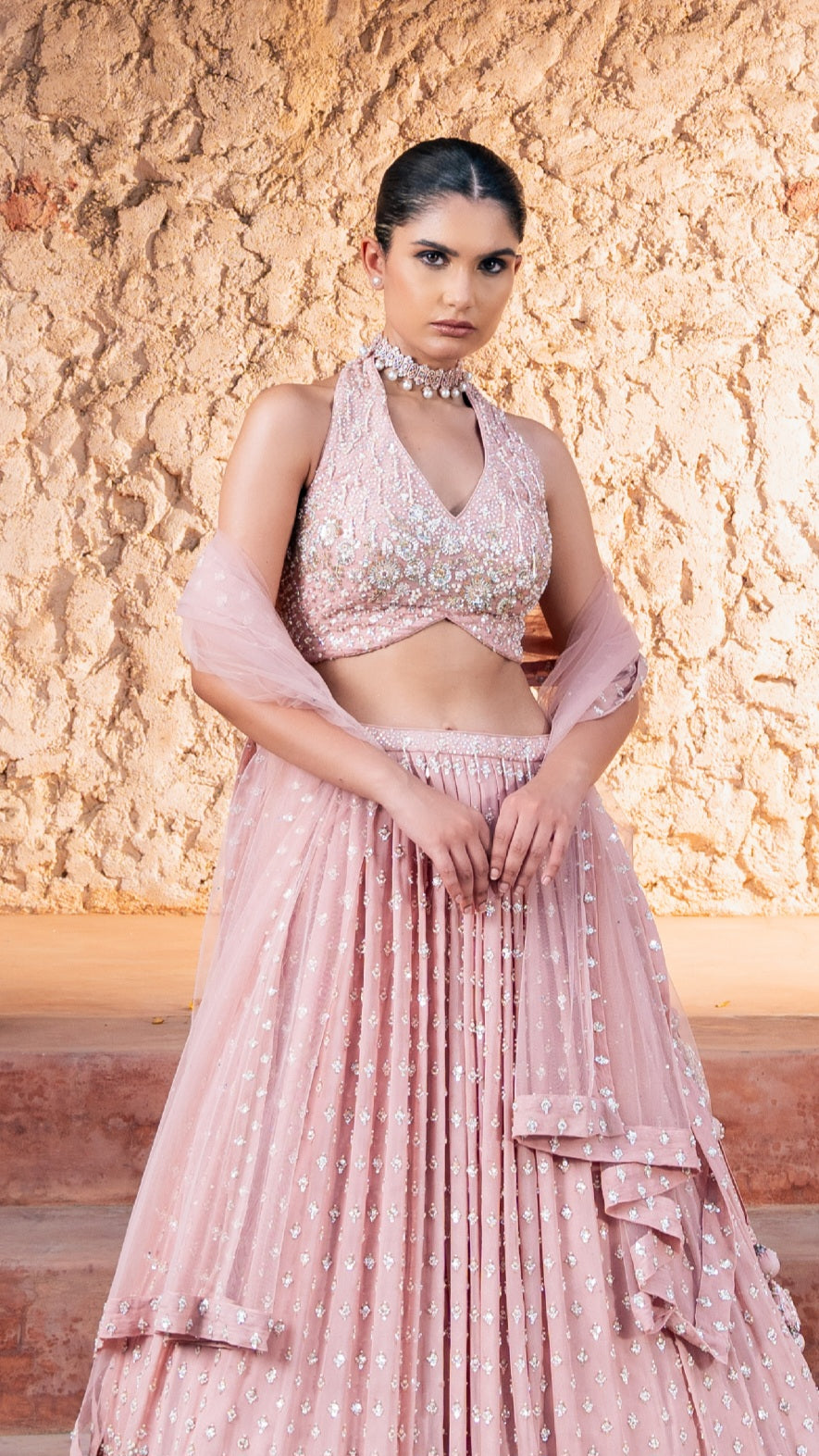 Noor Pink Embroidered Lehenga Set