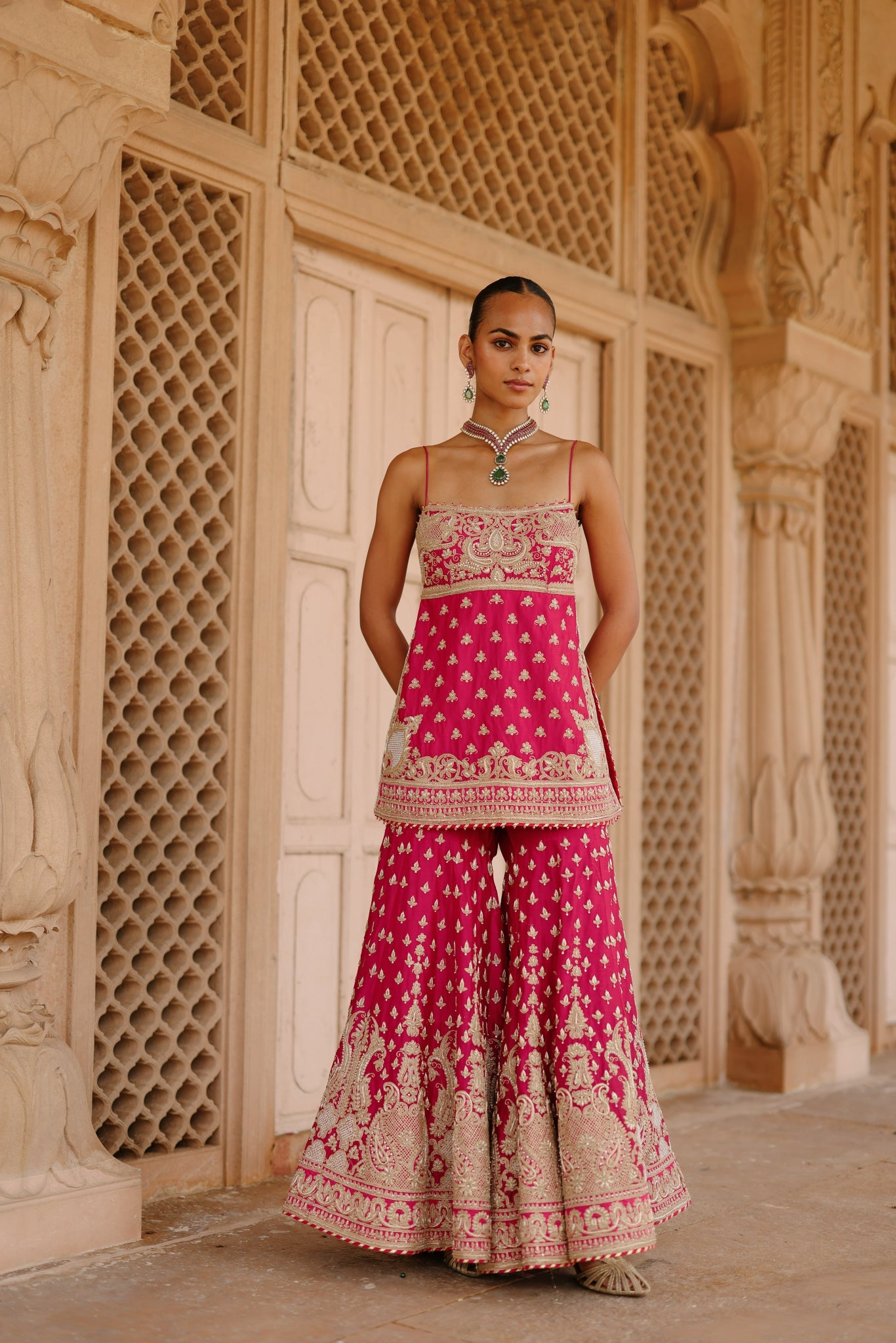 Nisbat - Hot Pink Kurta Set with Garara & Dupatta