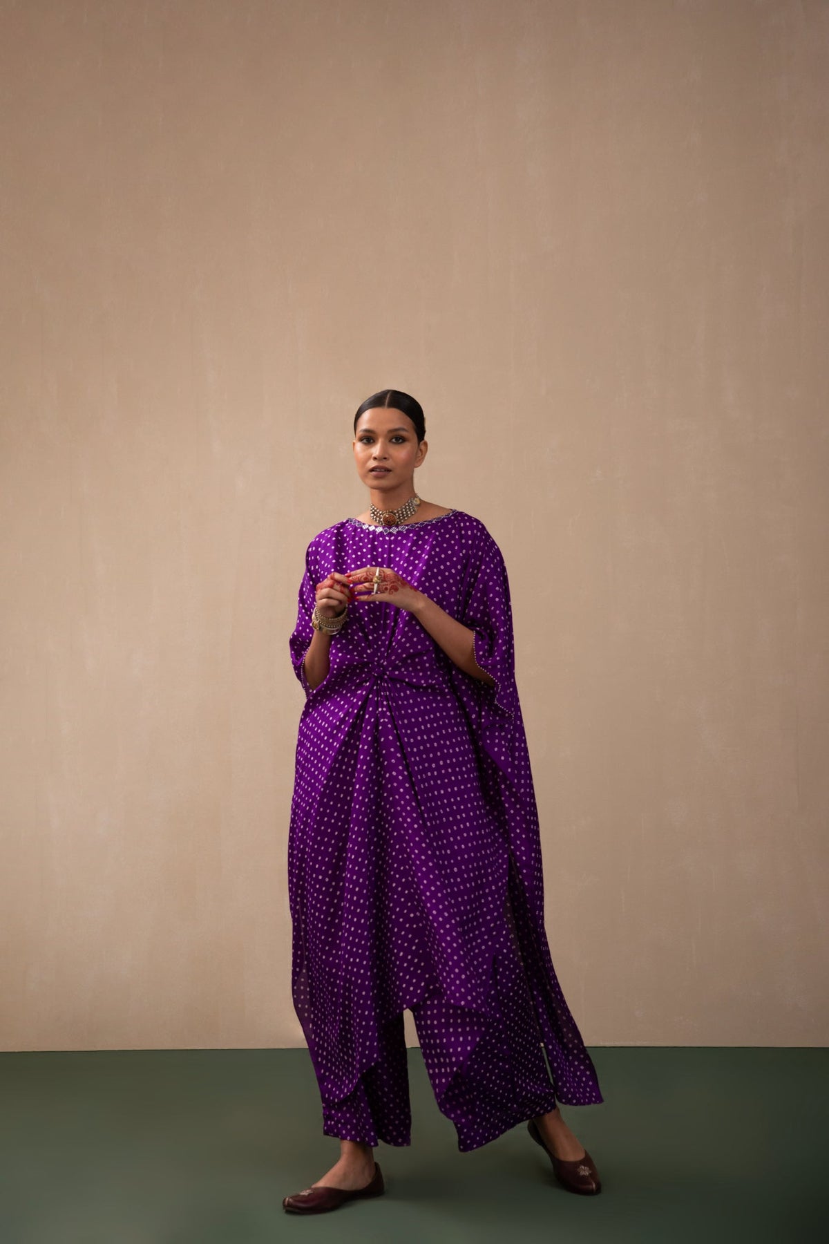 bandhni knot Kaftan with pants