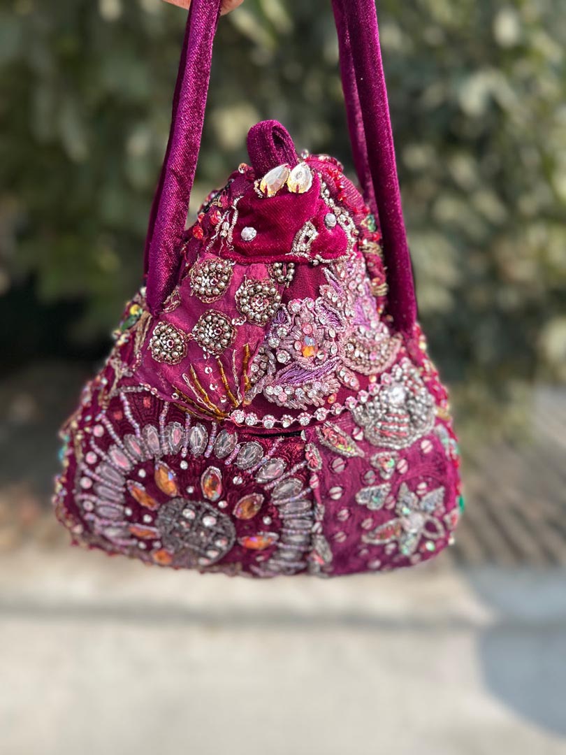 Royal Heirloom Embellished Potli Bag - Luxury Handcrafted Accessory