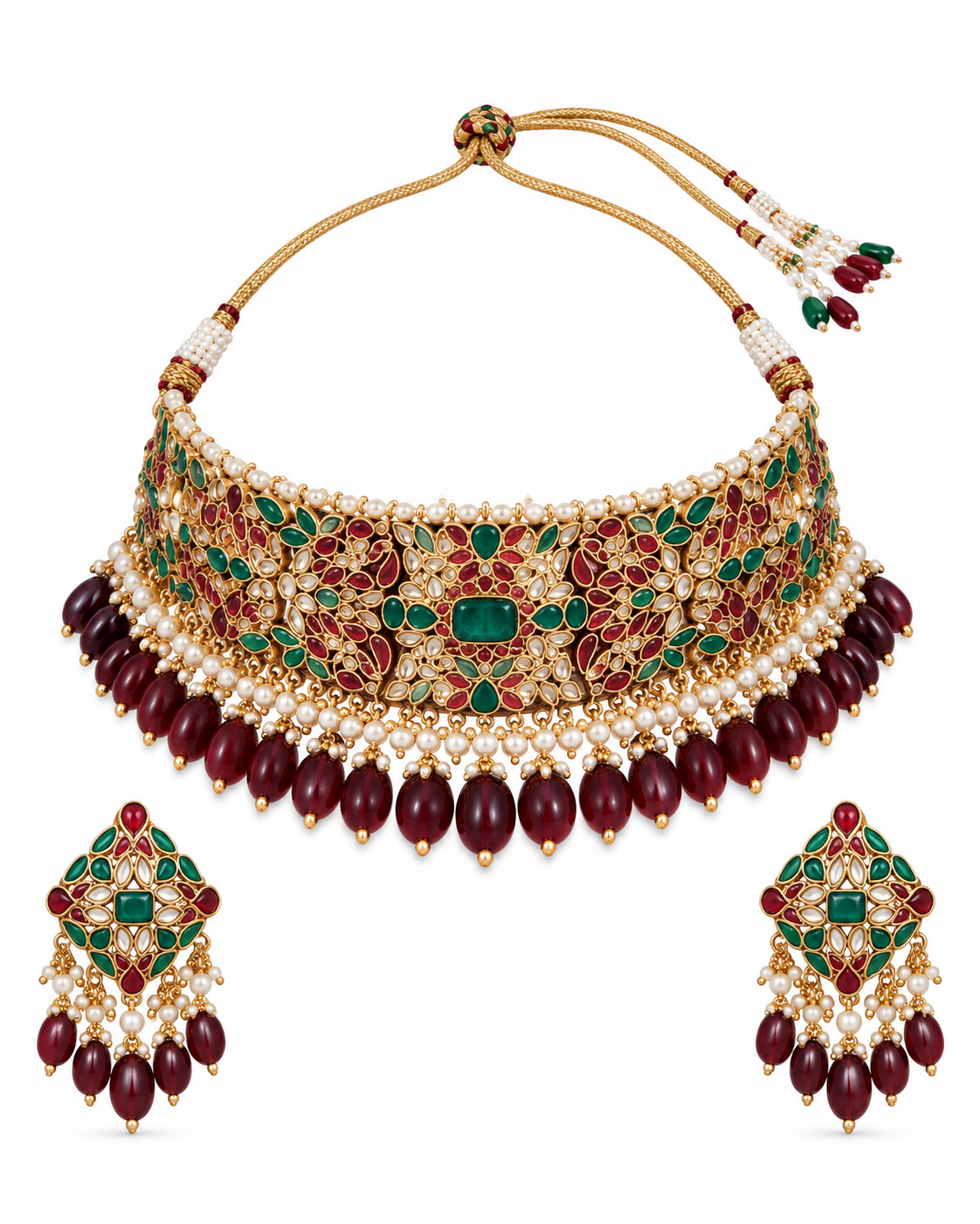Multicolor Kundan Choker Necklace Set