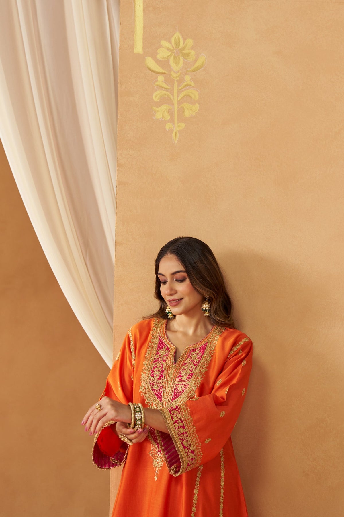 Maahgul Burnt Orange Kalidaar Chauga with Salwar with Dupatta