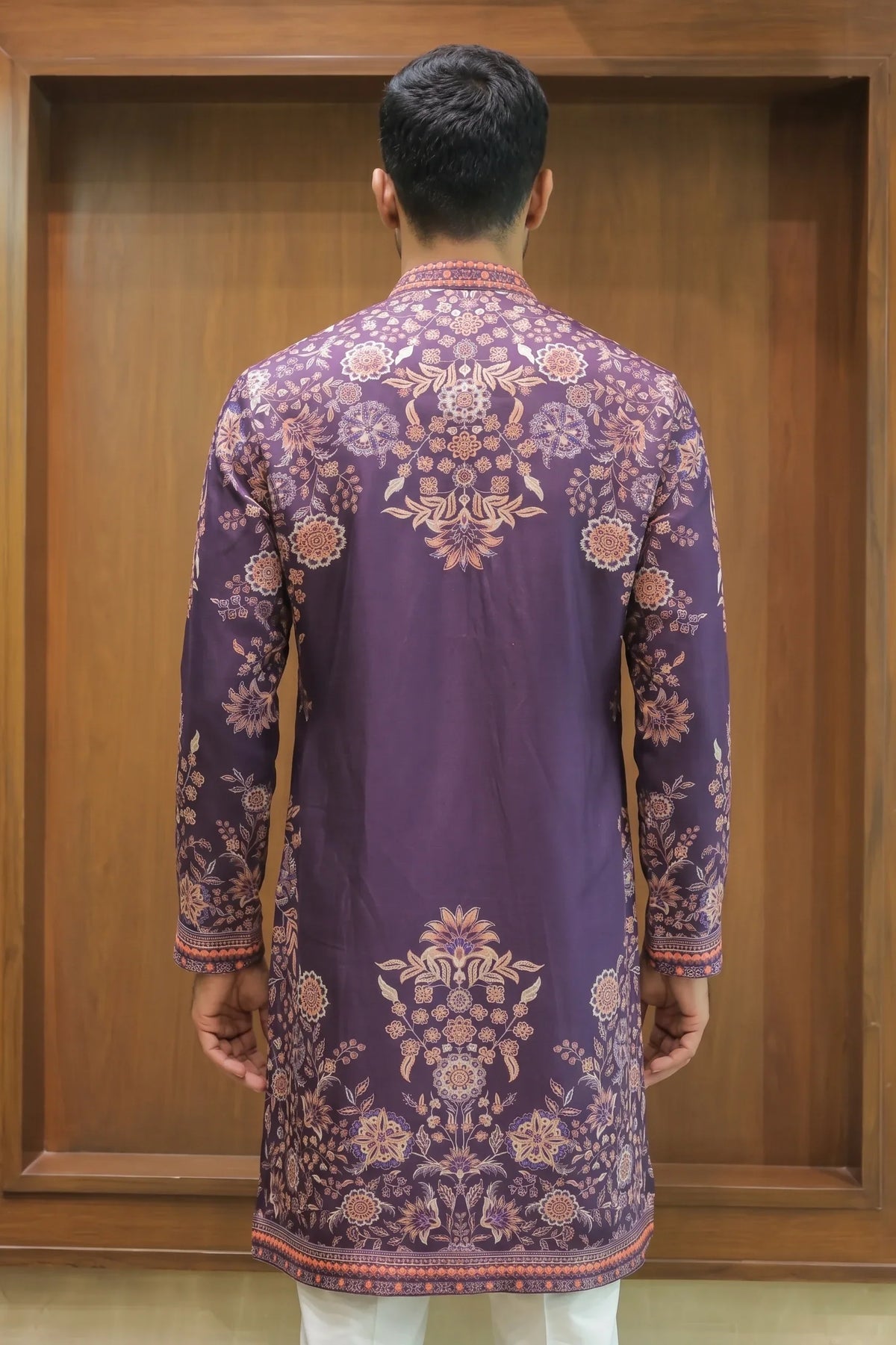 Purple Linen Satin Kurta
