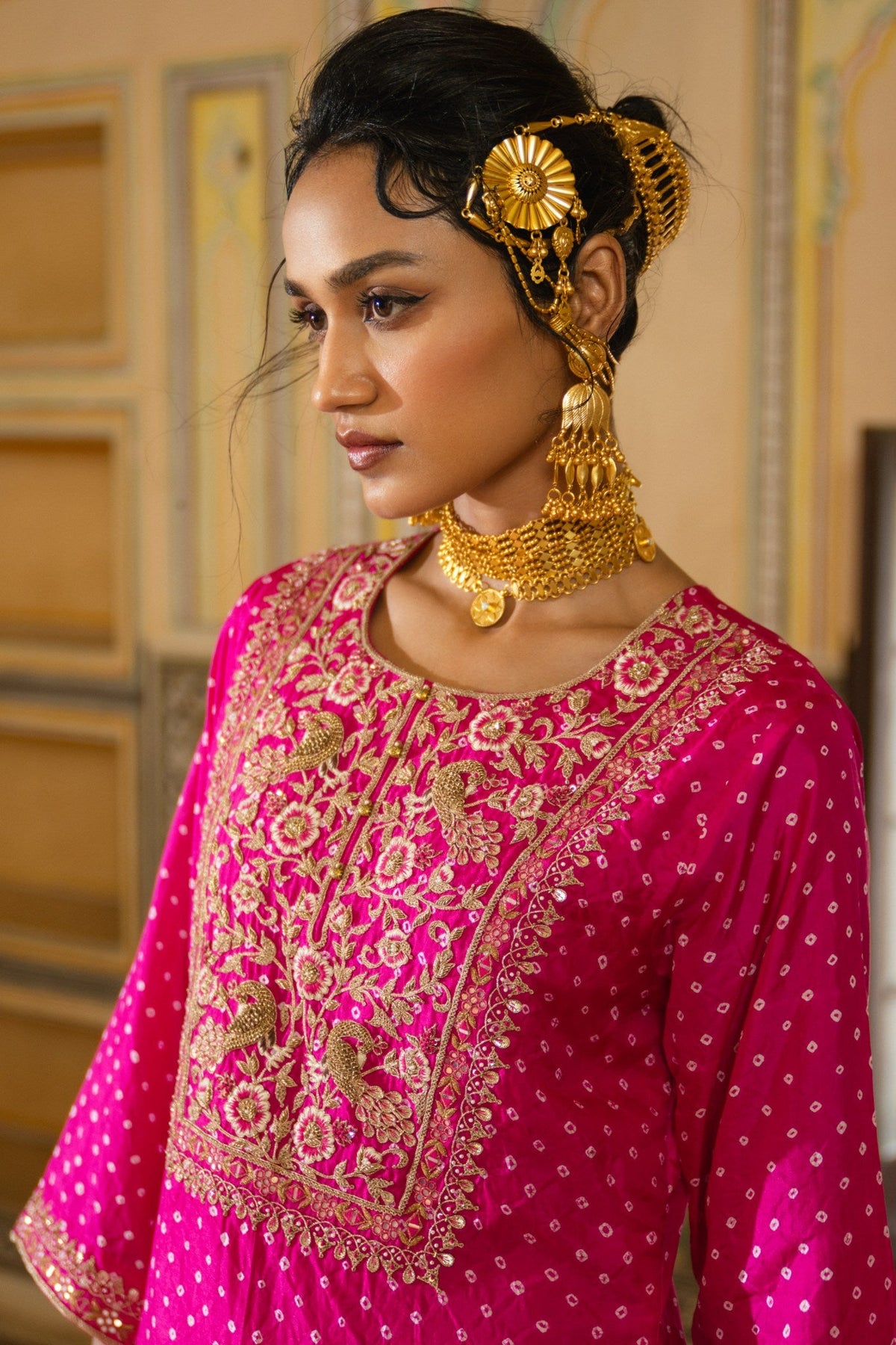 Peacock bandhni kurta set