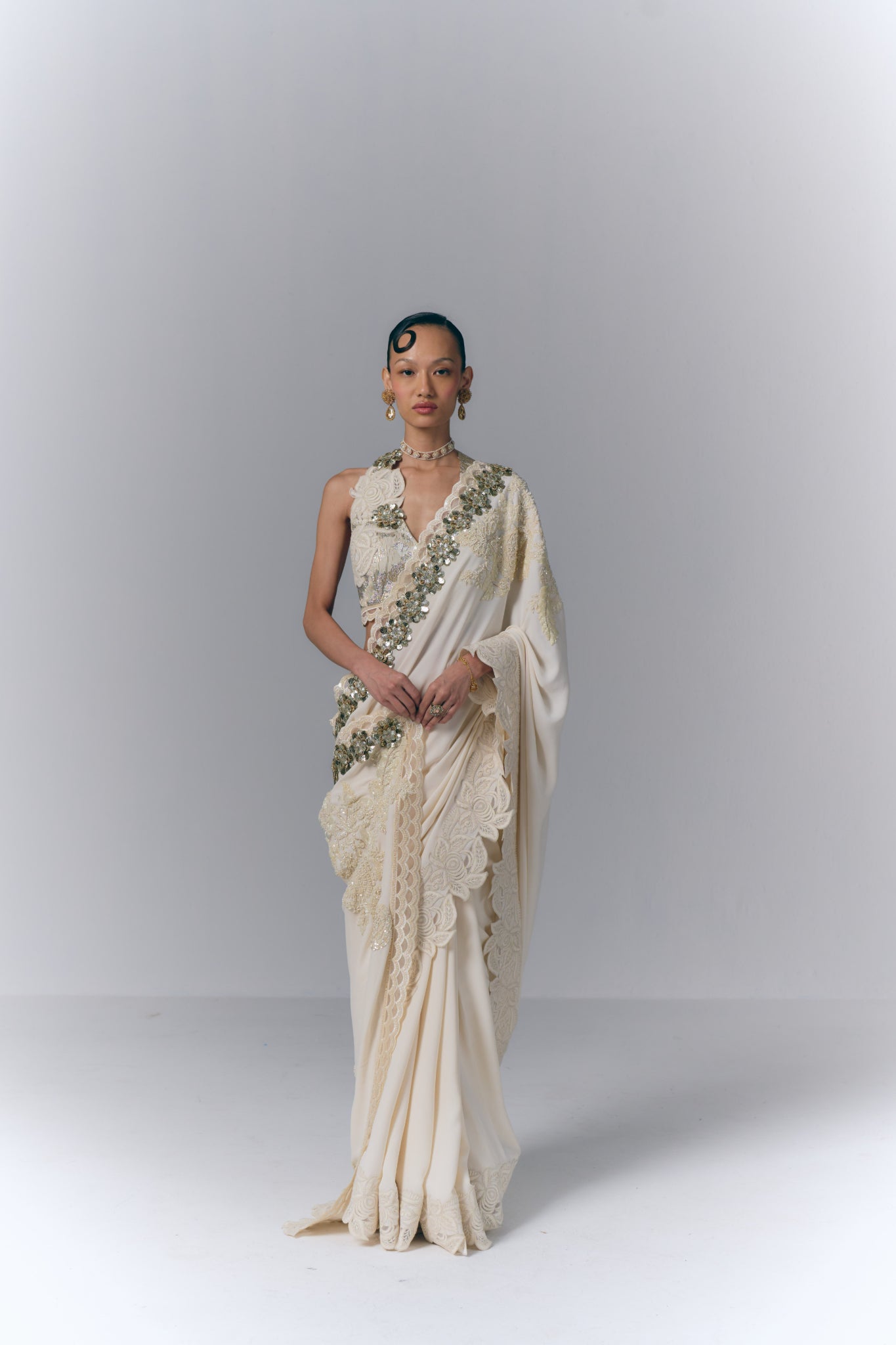 Ivory Pearl Saree