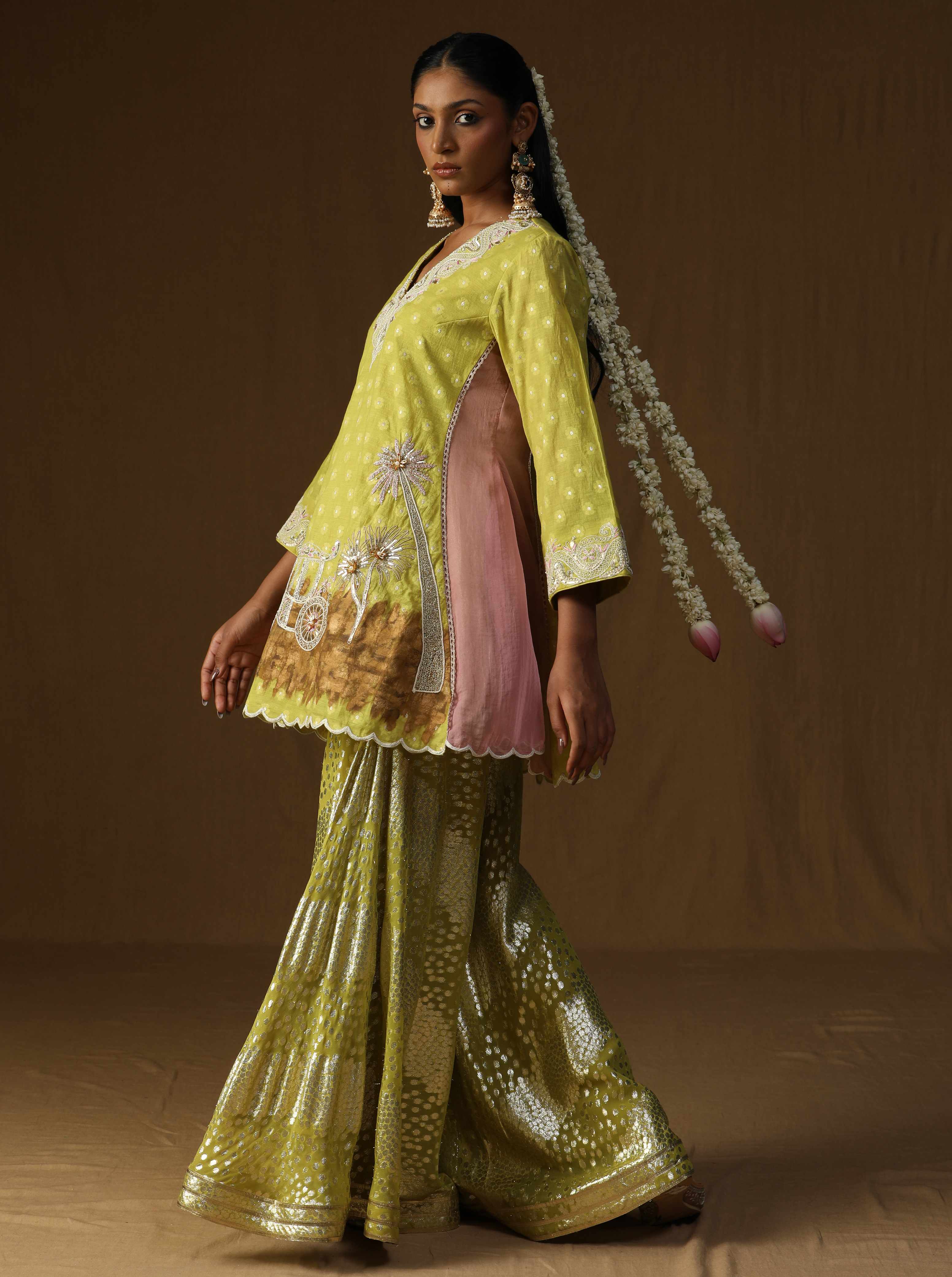 Noor Gul lime  Sharara Set