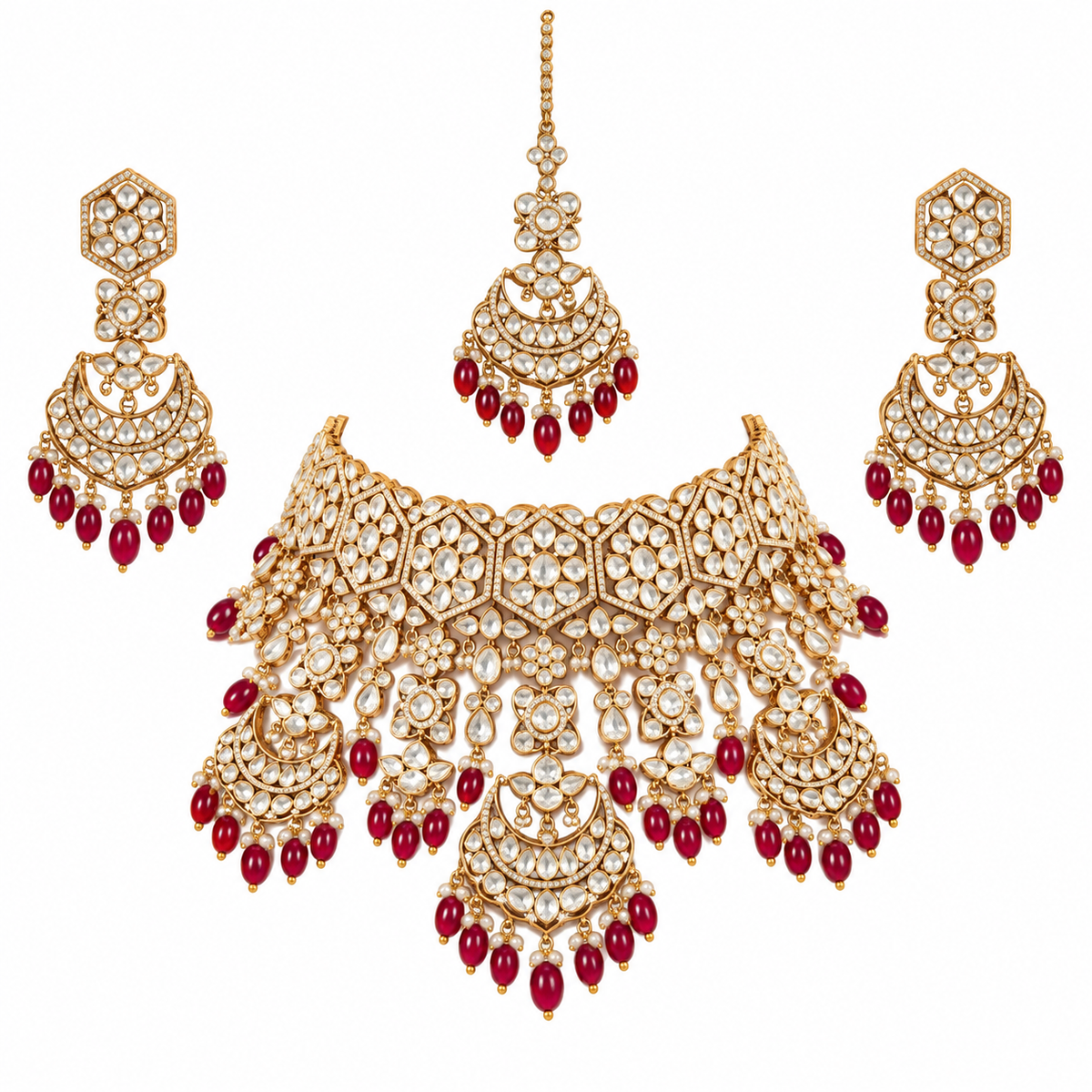 Ruby Kundan Bridal Choker Necklace Set