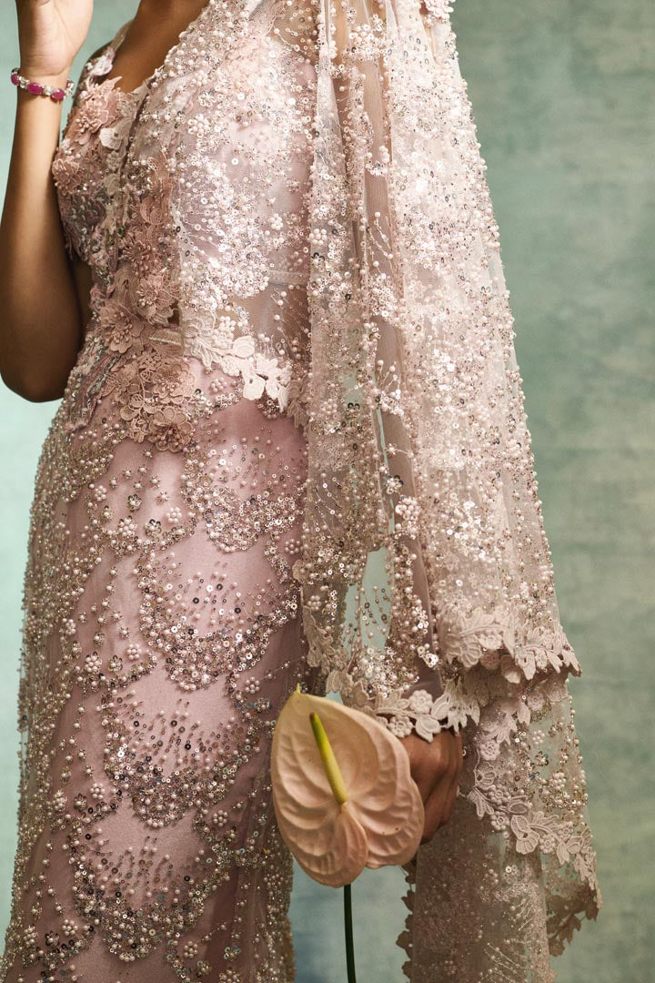 PEARL PINK DRAPE SAREE