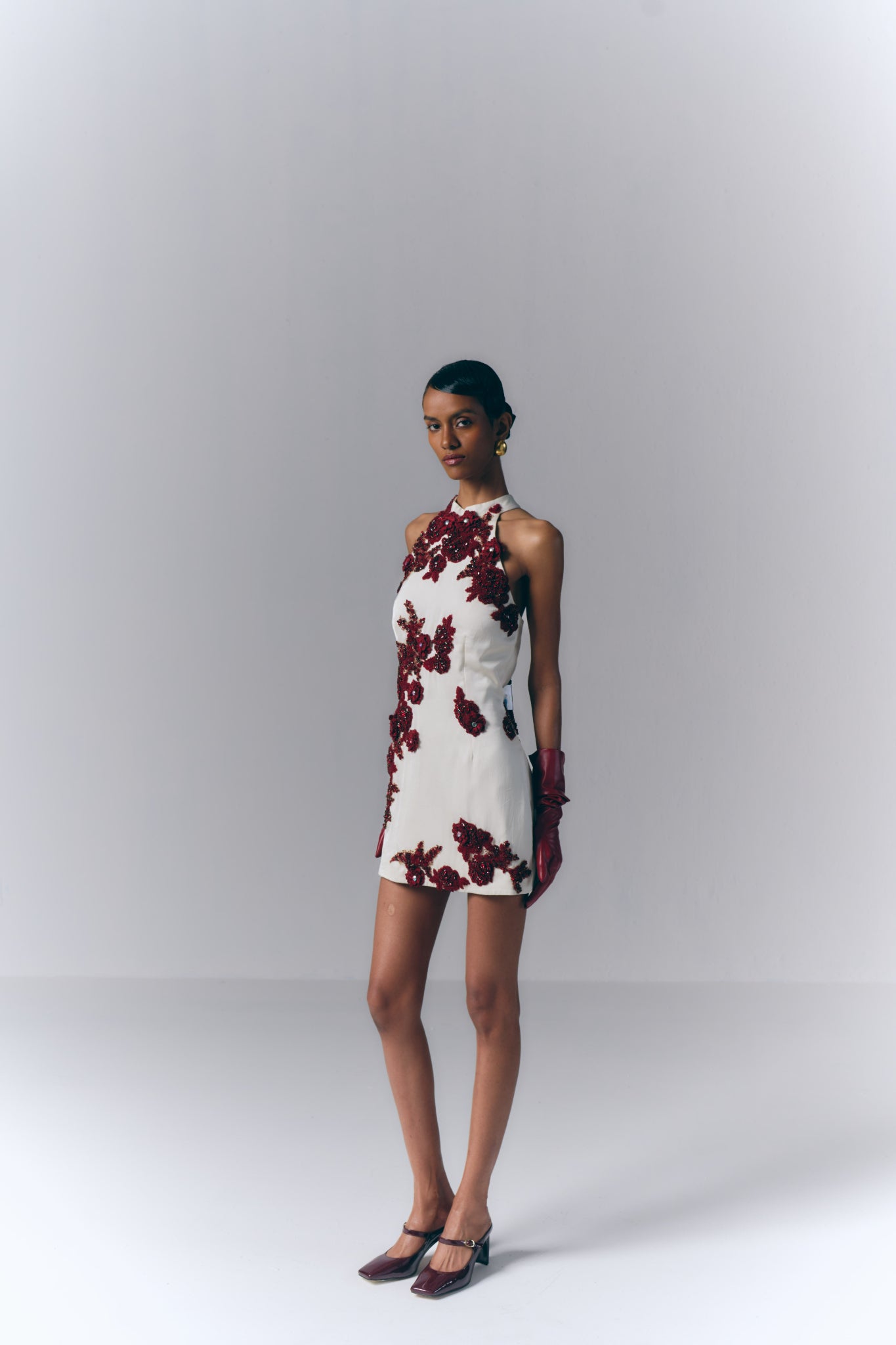 Crimson Bloom Mini Dress