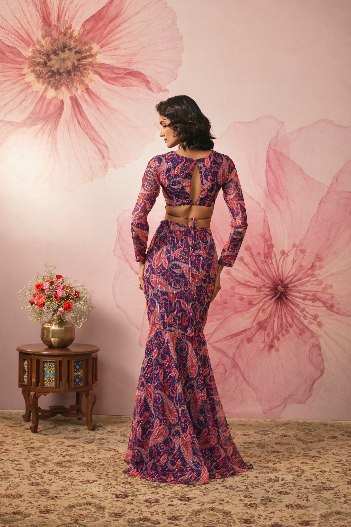 VIOLET PAISLEY PRINTED LEHENGA SET