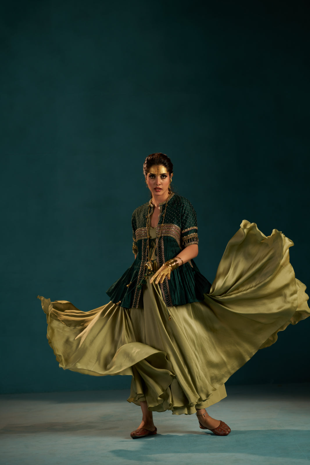 Pista Green Handcrafted Anarkali Set