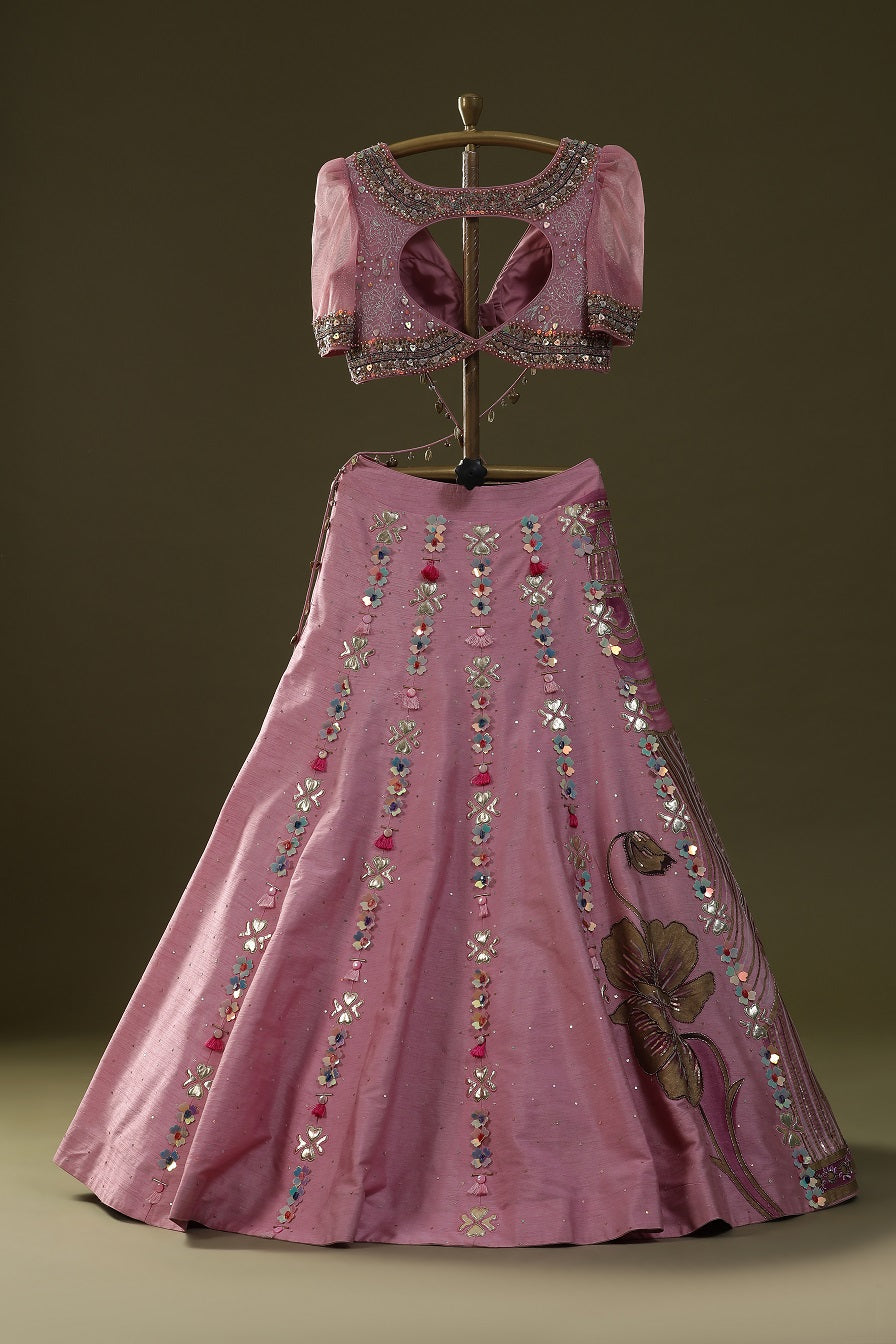 Pink Dori Handpainted Lehnga set