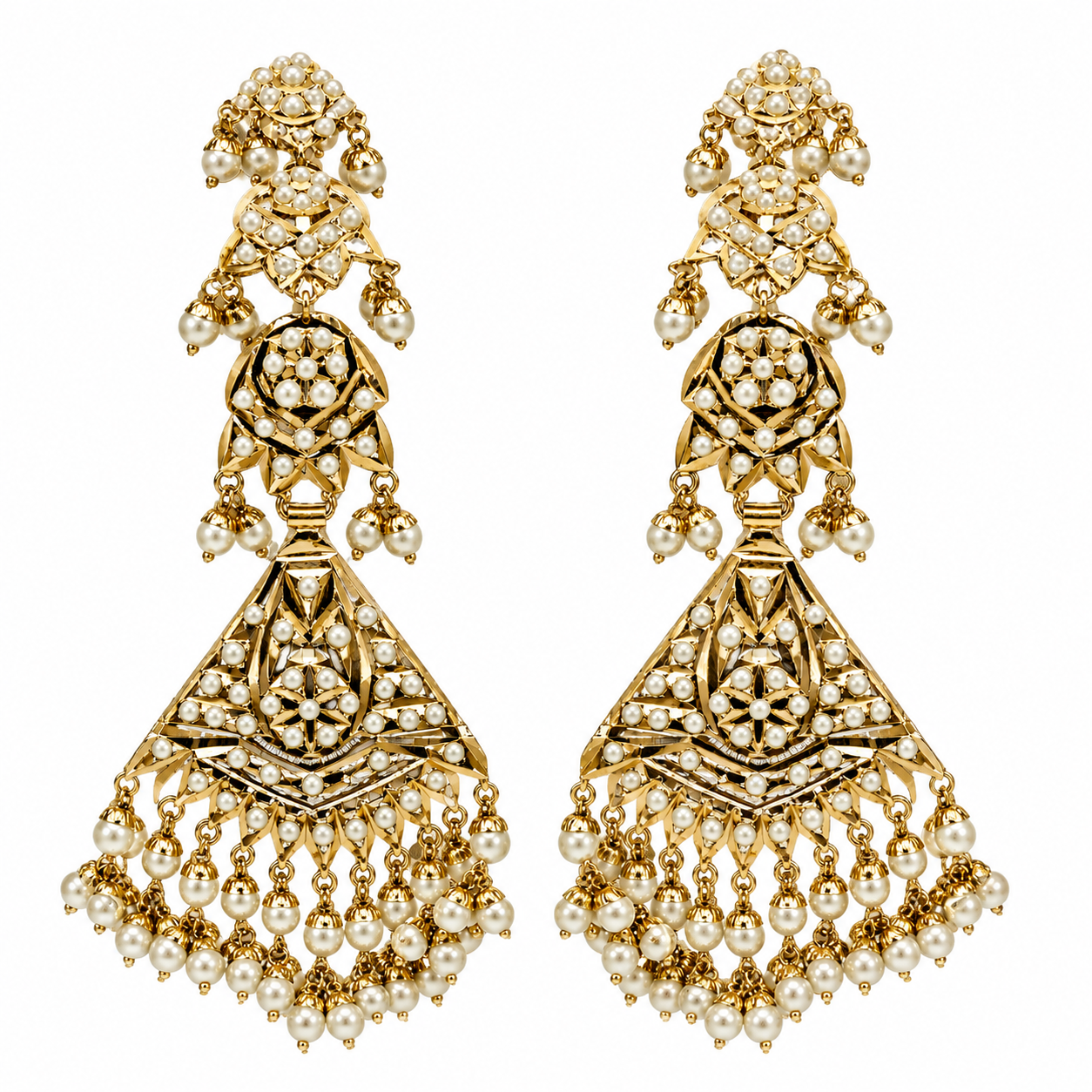 Jadau Pearl Geometric Statement Earrings