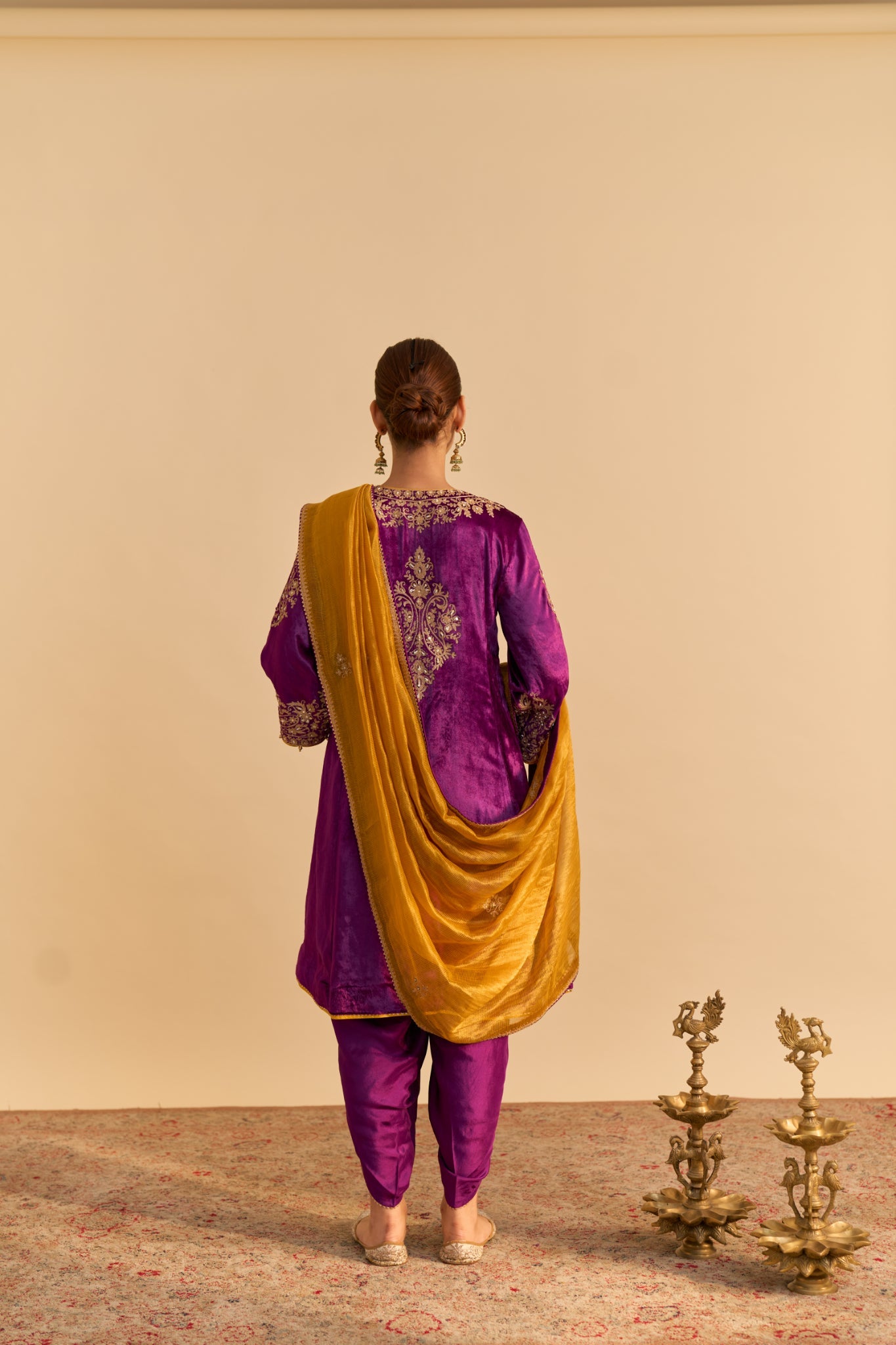 Eira - Deep Purple A-line Kurta with Dhoti with Dupatta