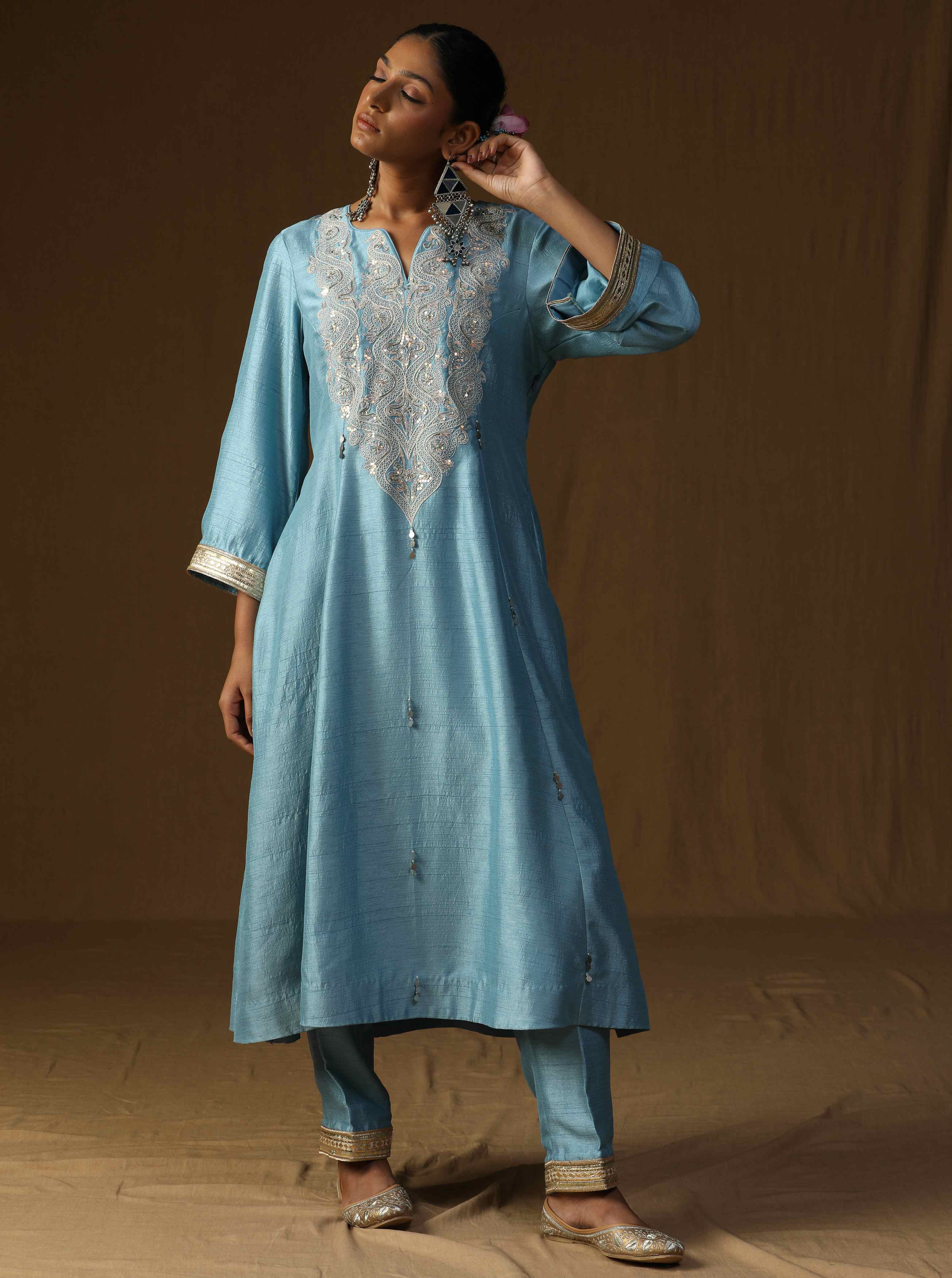 Madhavi � Aabha Neel Embroidered Suit Set