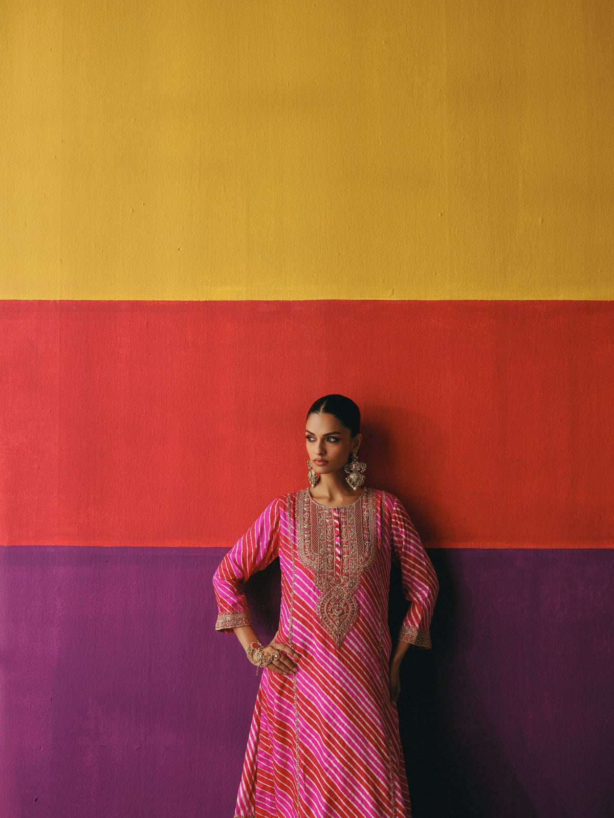 Gulnaar Leheriya Kurta Set