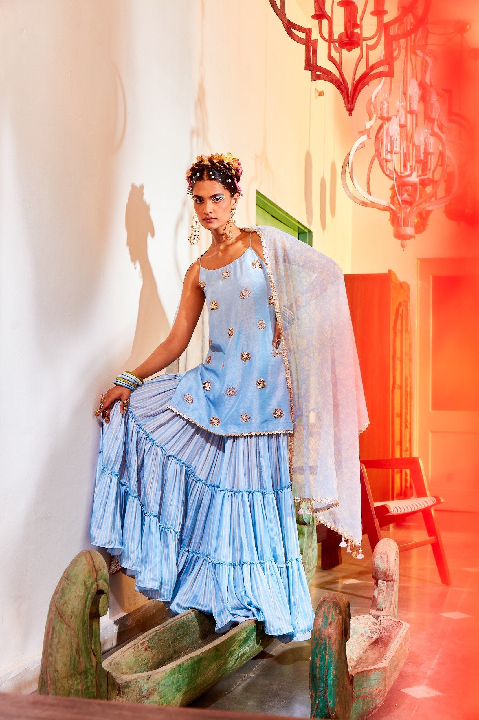 Powder Blue Sharara Set
