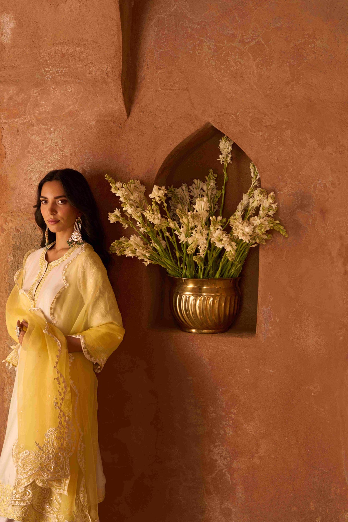 Ivory & Lemon Yellow Silk Chanderi Kurta Salwar Set for Weddings