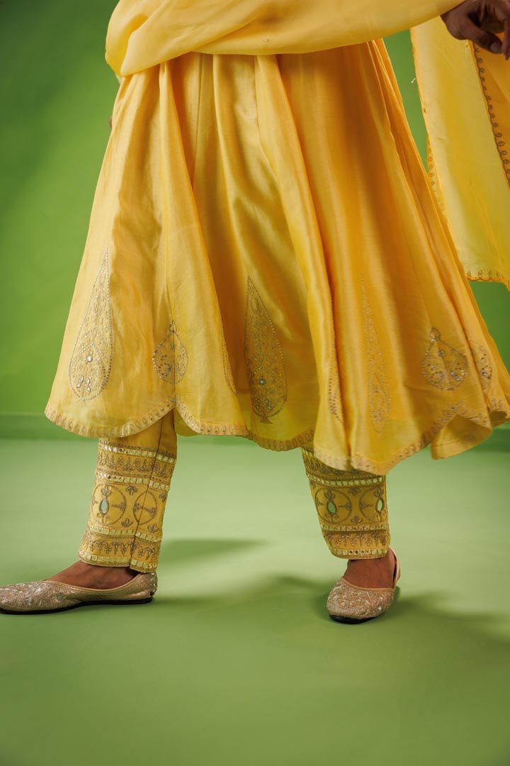 Yellow anarkali set