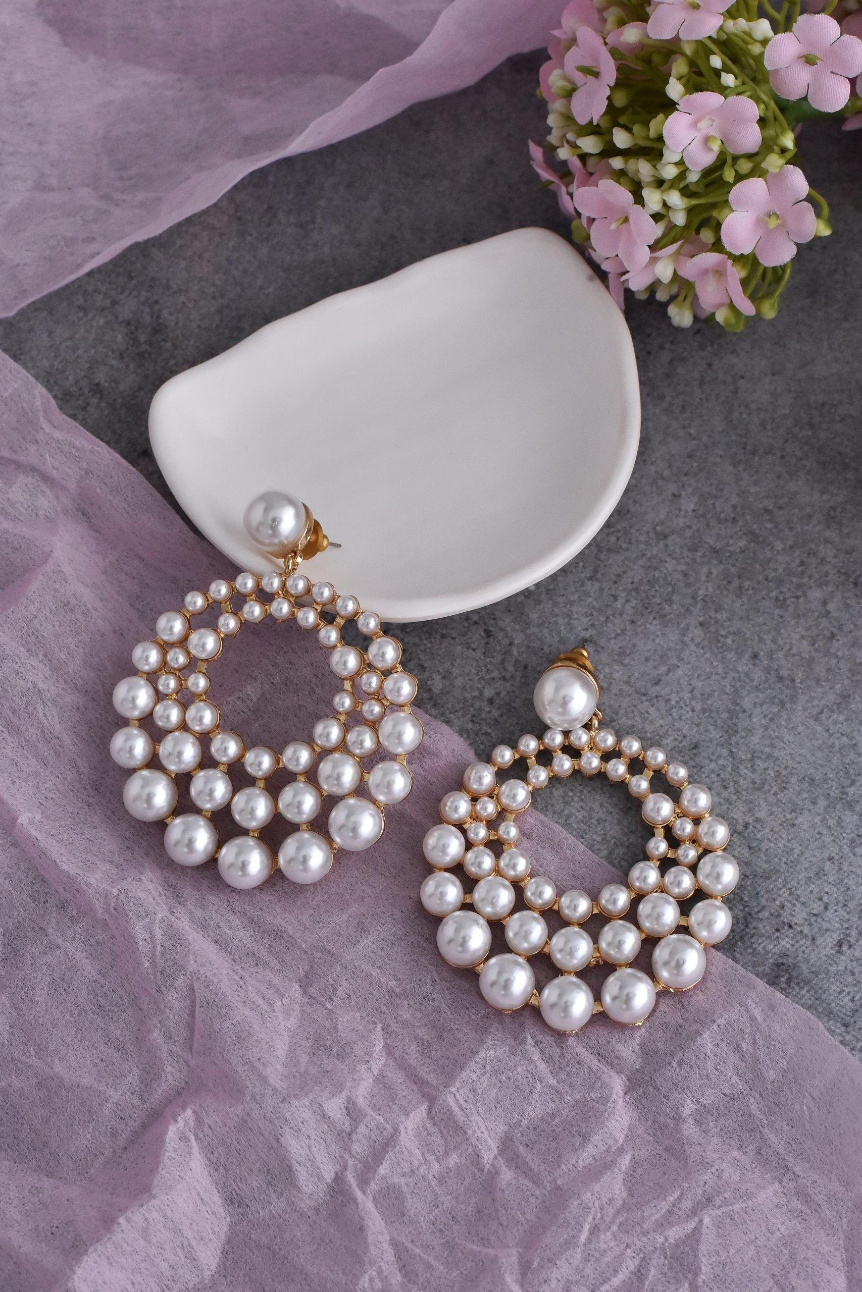 White Pearl Dangler Earrings