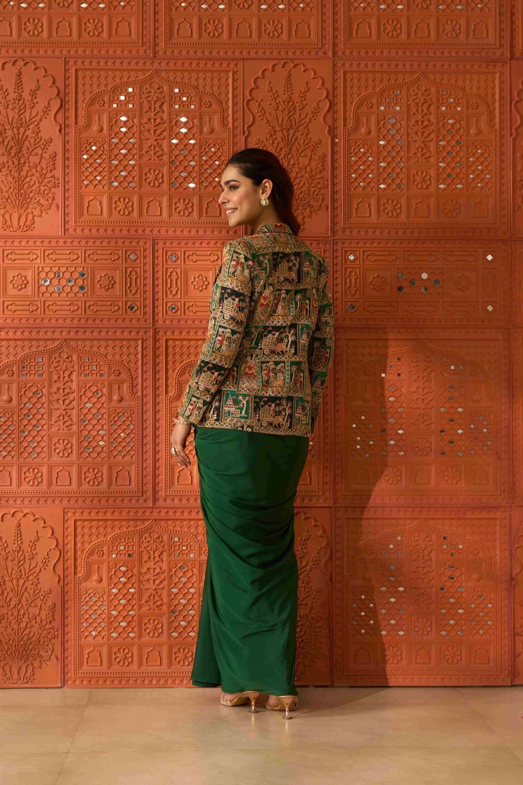 Emerald Darbar Jacket Set