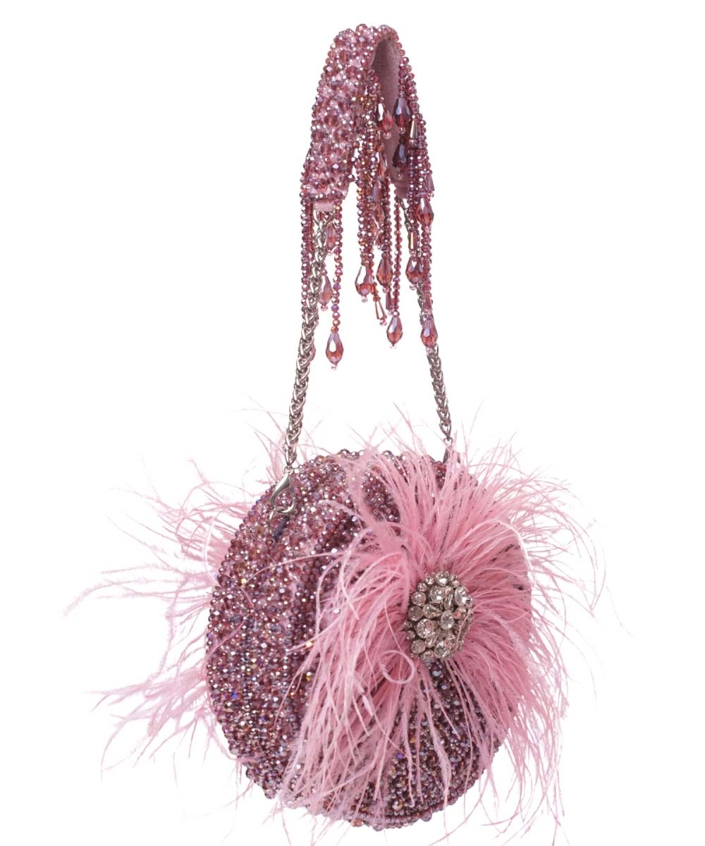 Kiraz Lilac Suede Embellished Clutch
