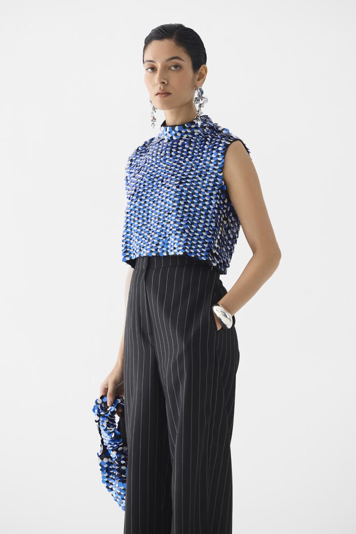 BLUE PARADISE SEQUIN TOP