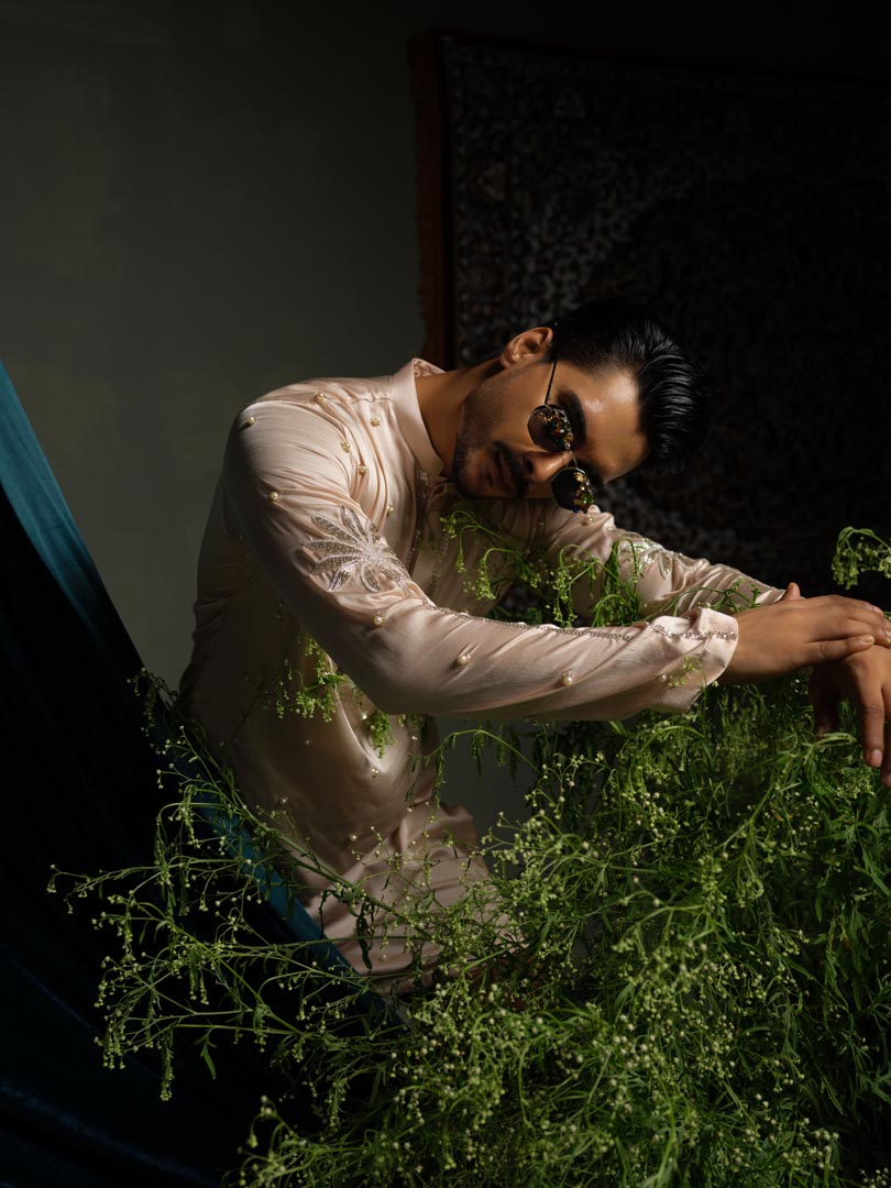 Peach Palm Kurta Set