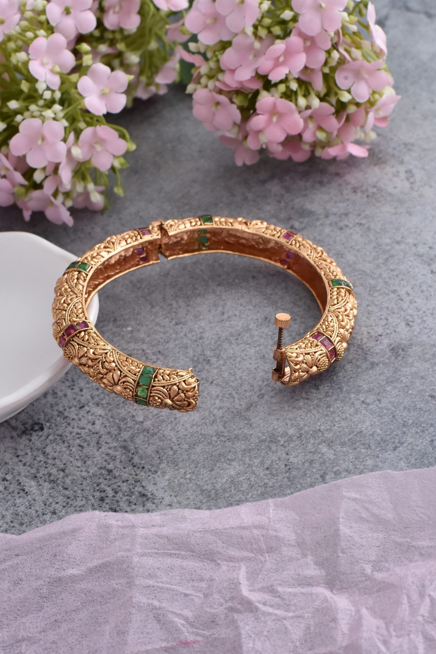 Multicolour Gold Tone Kada