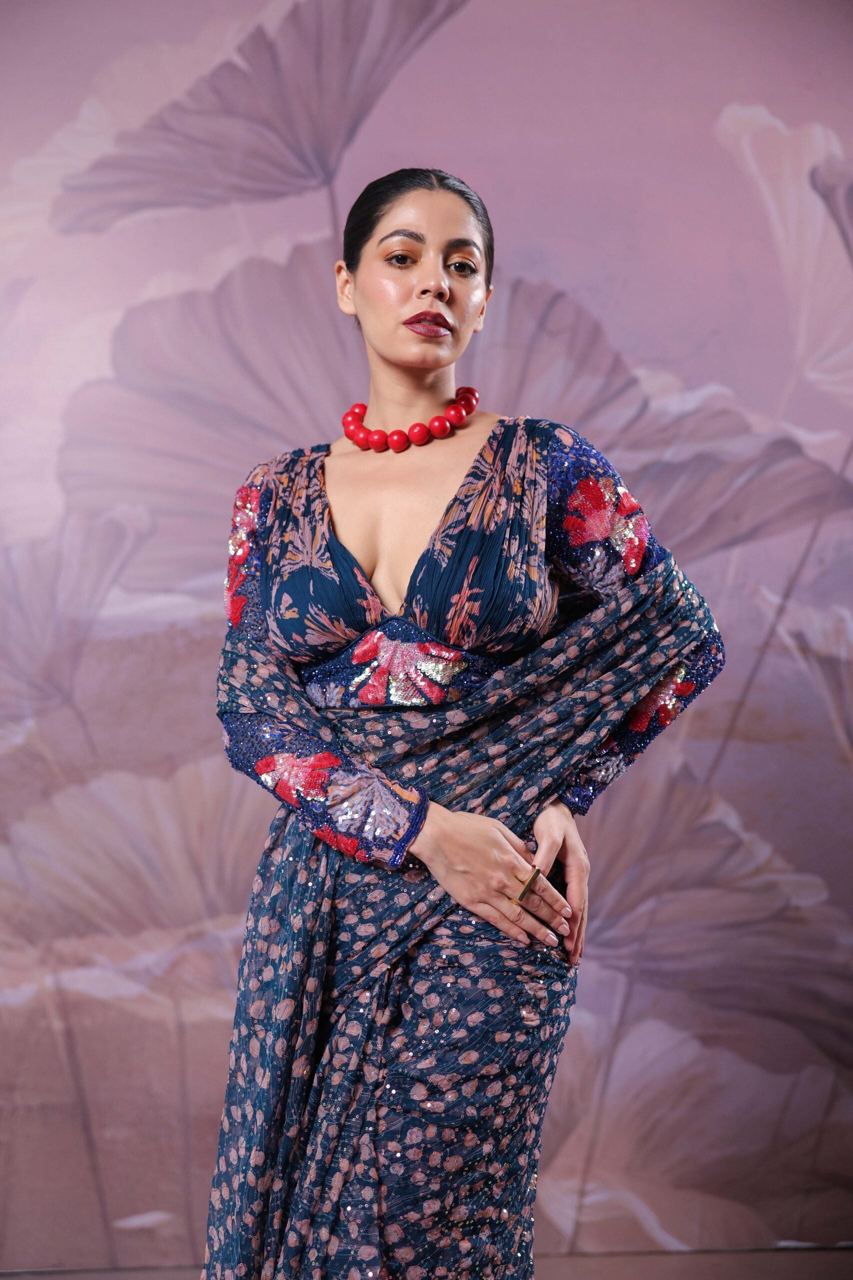 The prussian blue           calcutta jhilmil saree