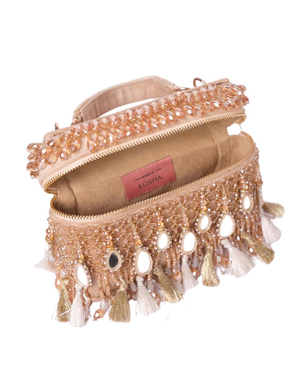 Mirage Gold Mirrorwork Embellished Vanity Bag
