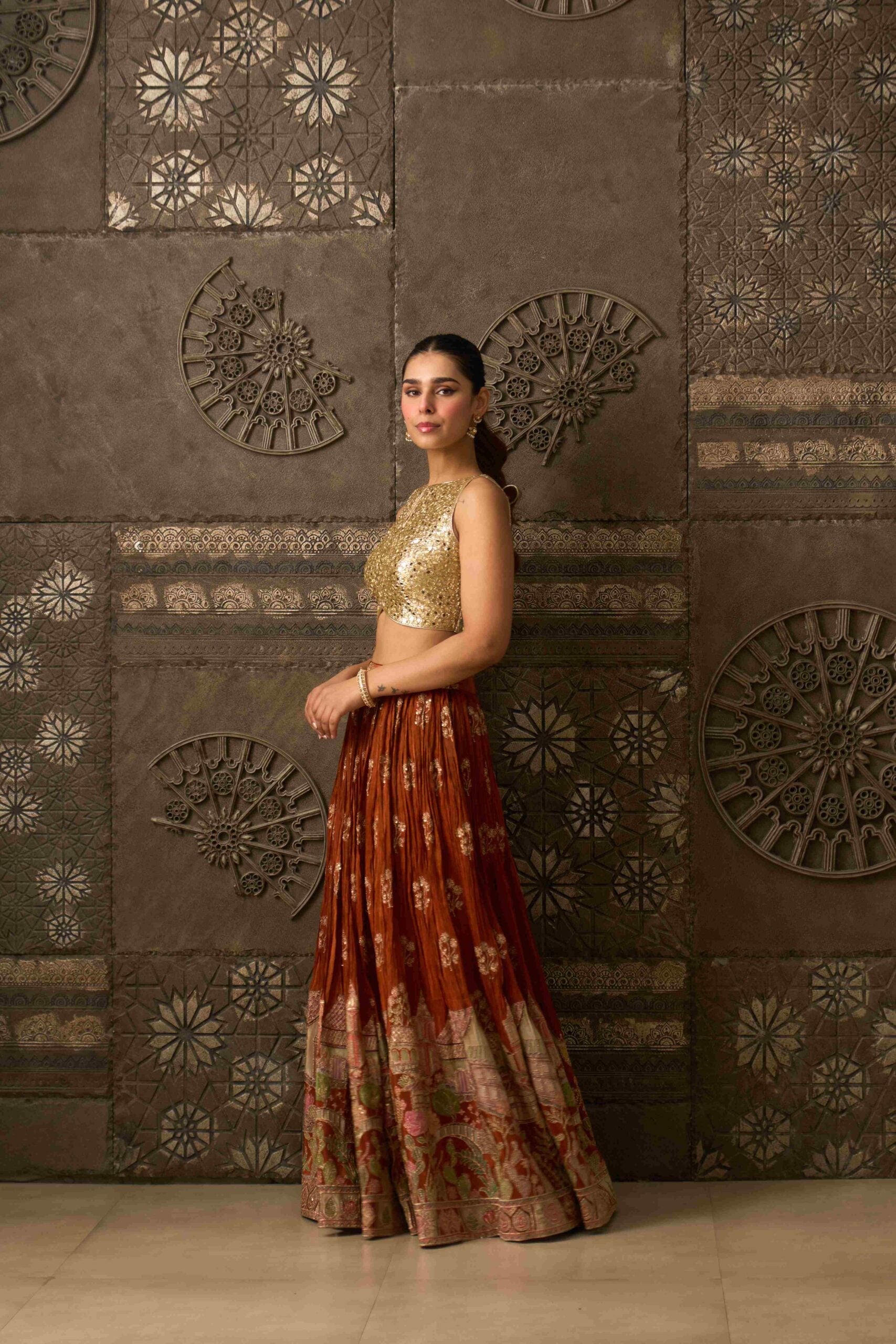 Sheesh Mahal Rust Skirt Set