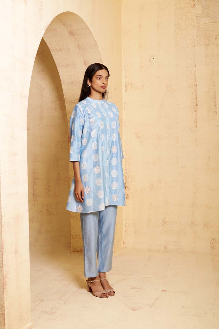 Hand Embroidered Pintuck kurti with pant