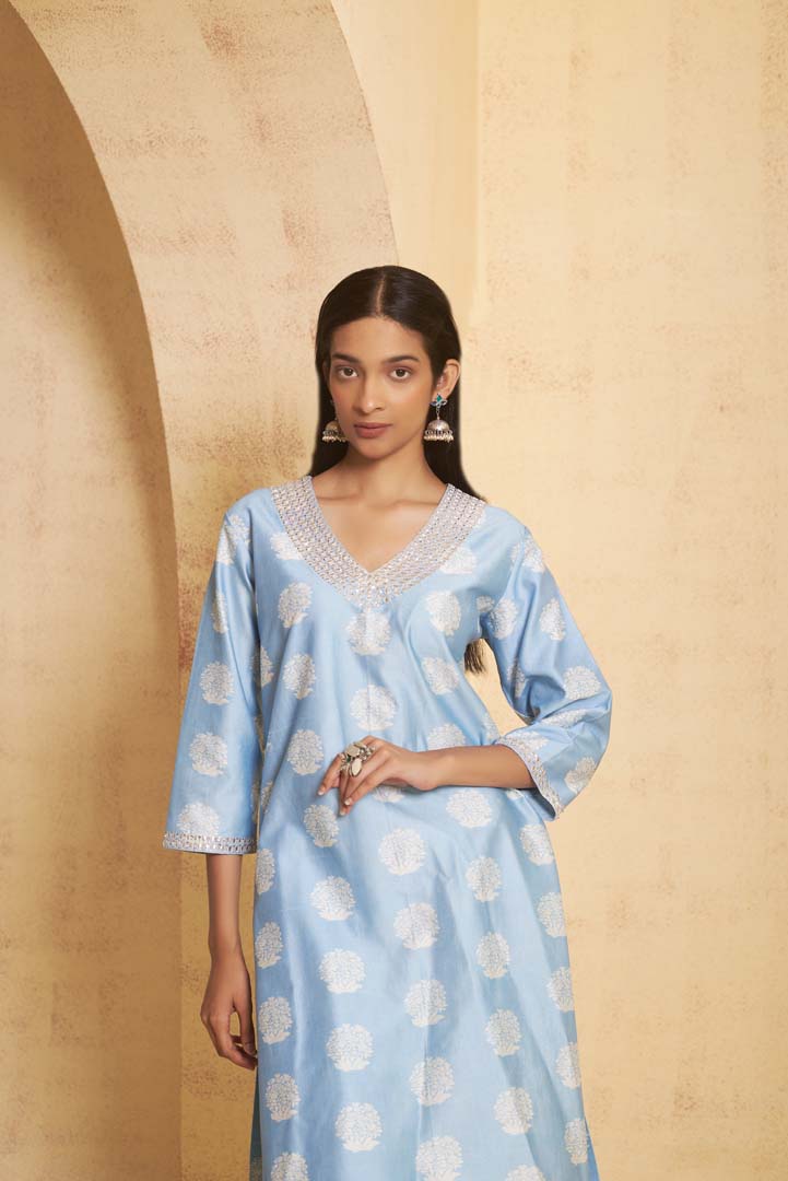 Hand Embroidered Marori work Kurta with pant