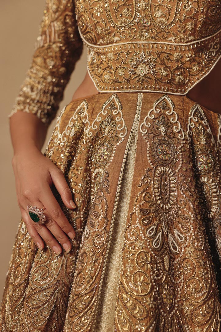 Gold Bridal Fully hand Embroidered Timeless Gown