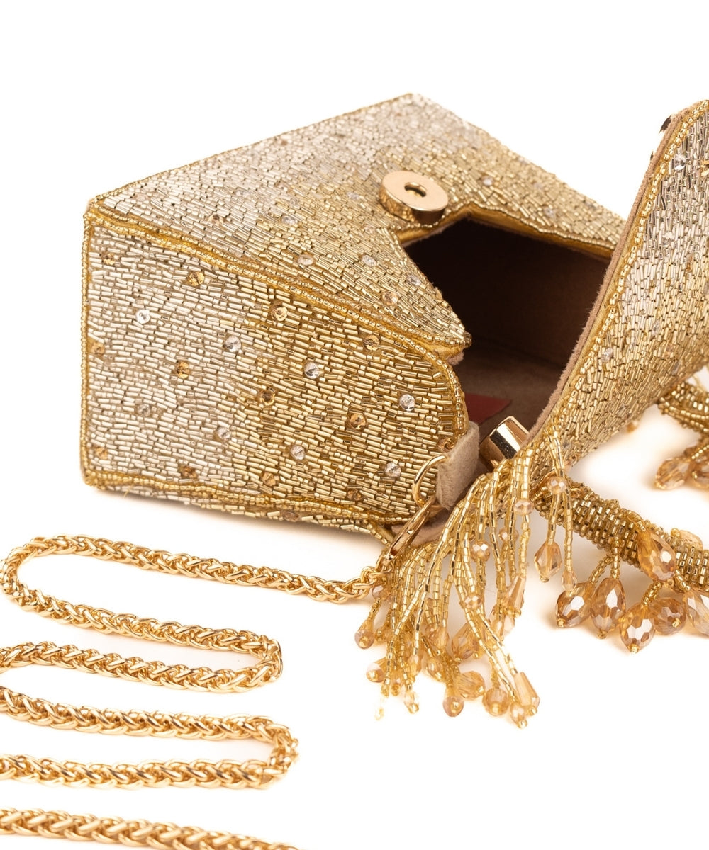 Mabel Gold & Silver Suede Handcrafted Box Bag