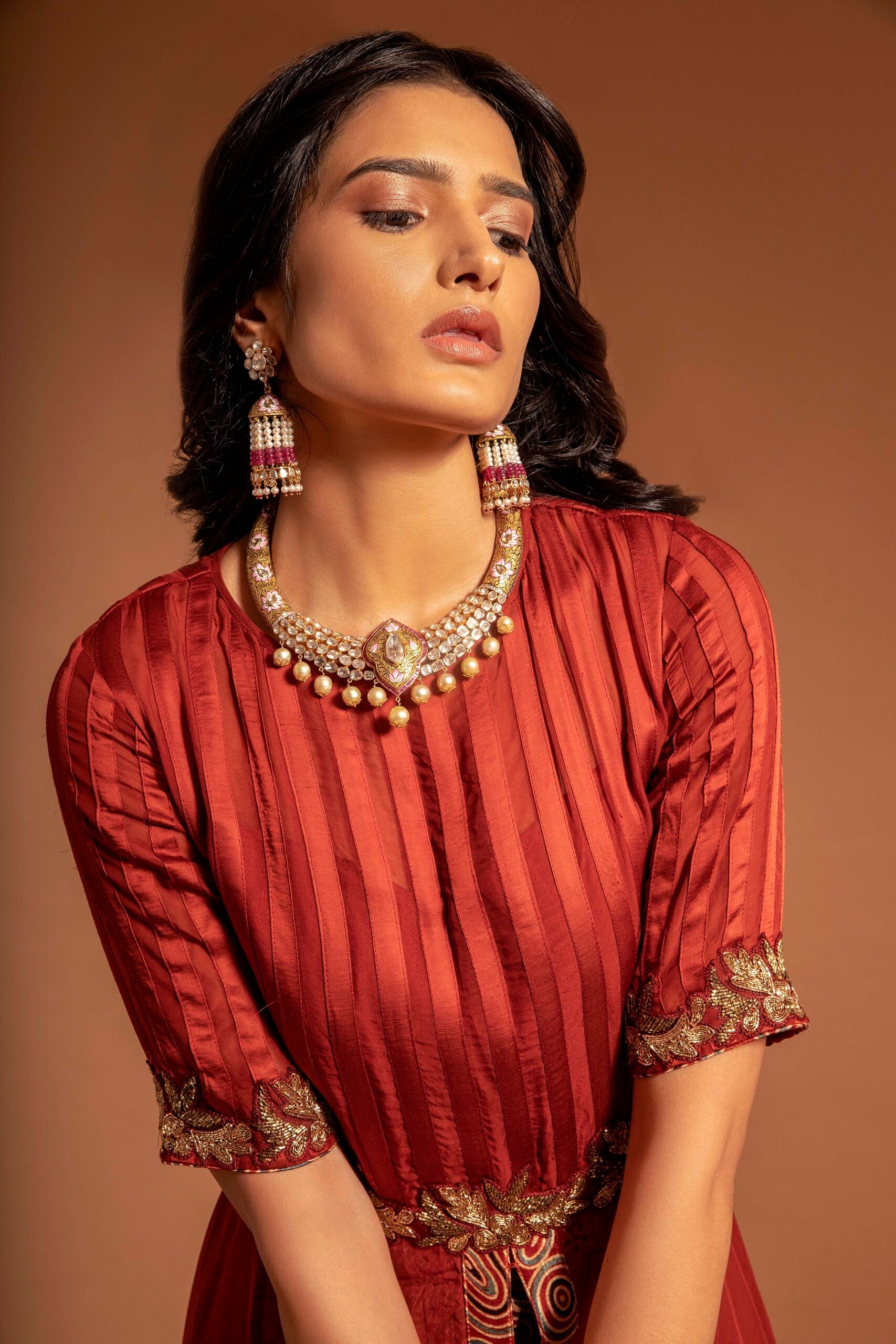 ANTLIA ORGANZA ANARKALI GOWN WITH FRONT SLIT